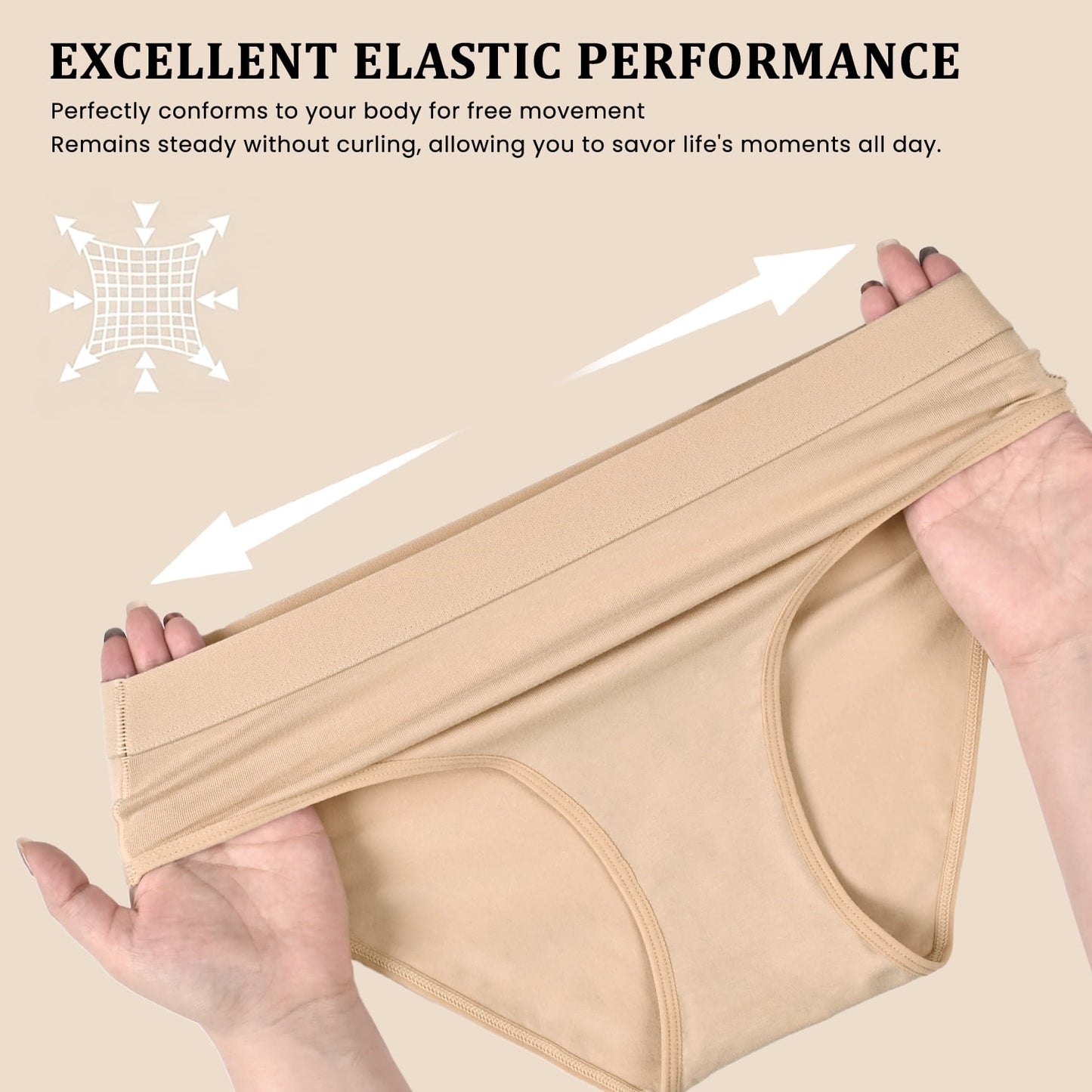 MecTo Womens Cotton Underwear High Cut Briefs Wicking Stretch Bikini Hipster High Waisted Ladies Panties 5 Pack