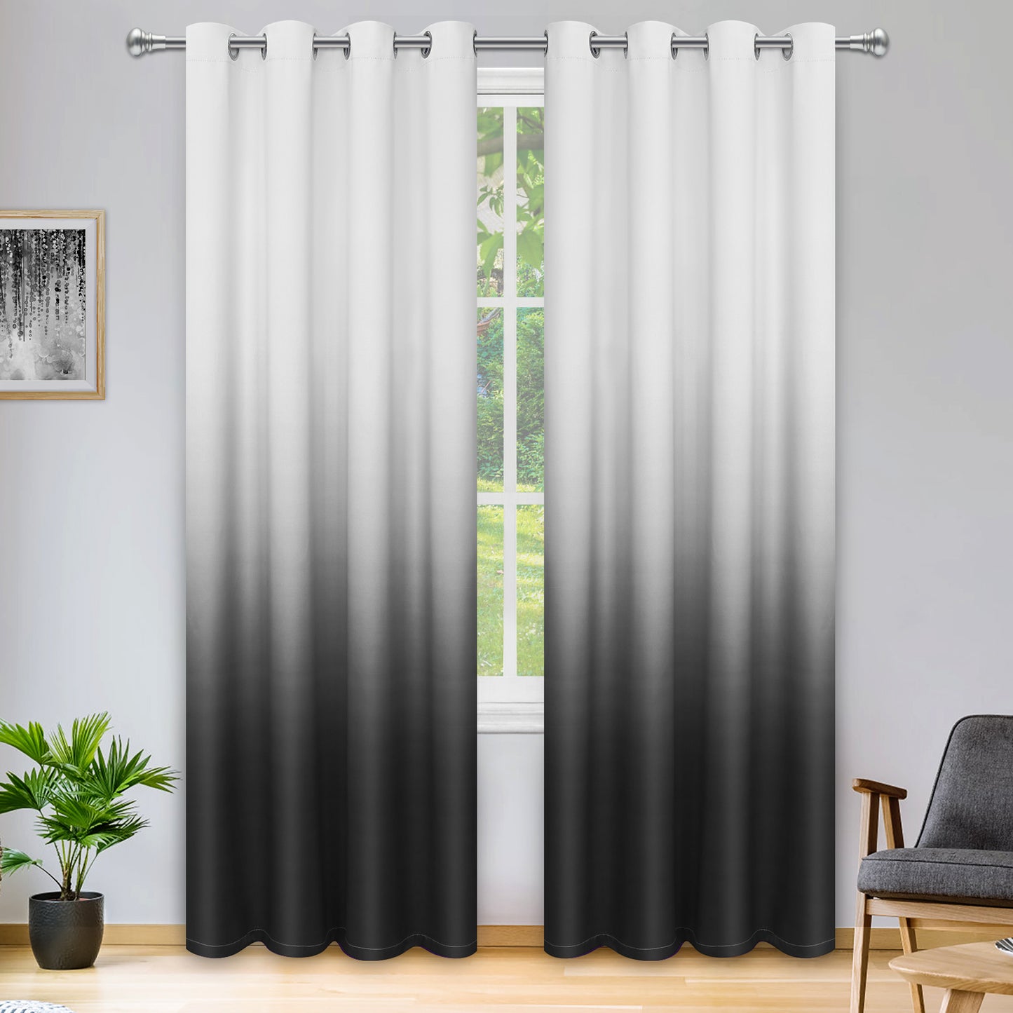 Alishomtll Room Darkening Black Blackout Curtains Grommet Window Drapes for Living Room Bedroom ,2 Panels of 52" W x 84" L