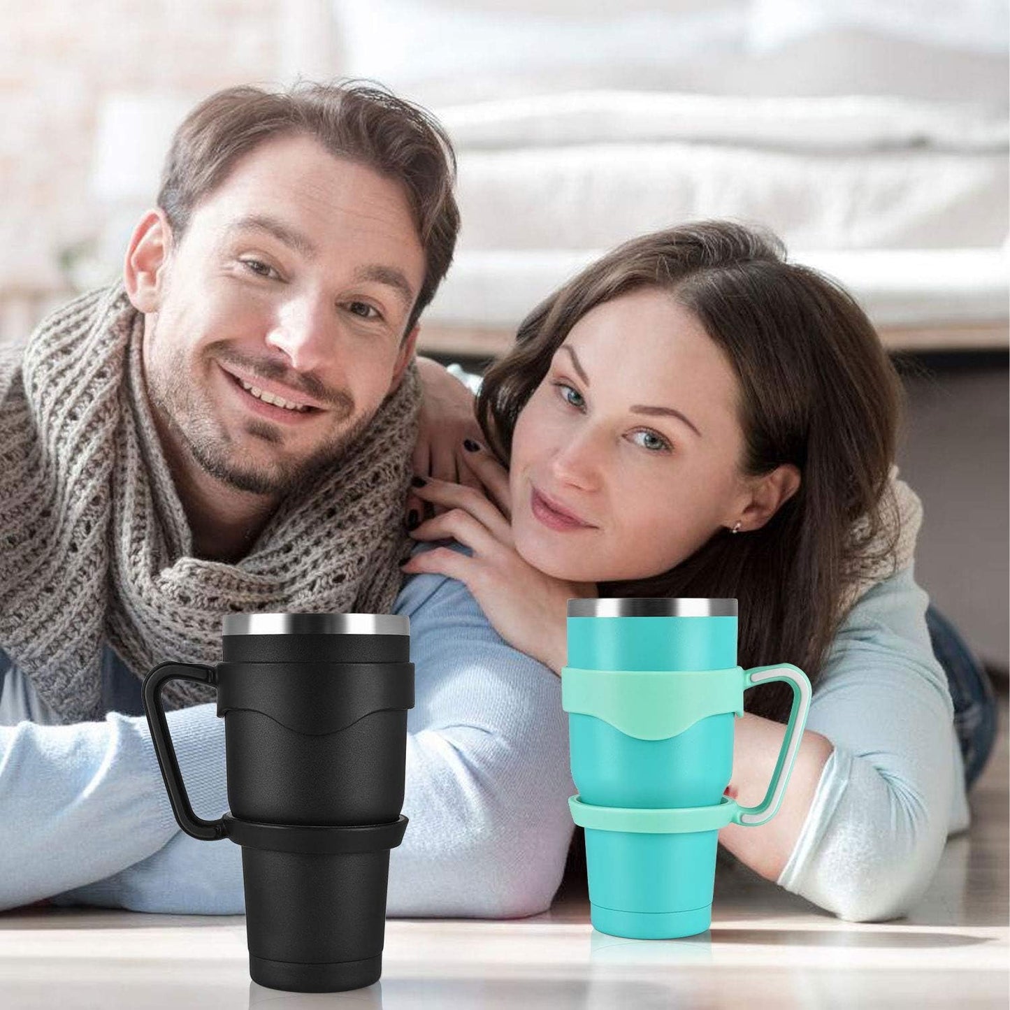 Gingprous 2 Pack 30 oz Stainless Steel Tumblers with Lids Straws , Double Wall Travel Tumblers , Vacuum Insulated Coffee Cup