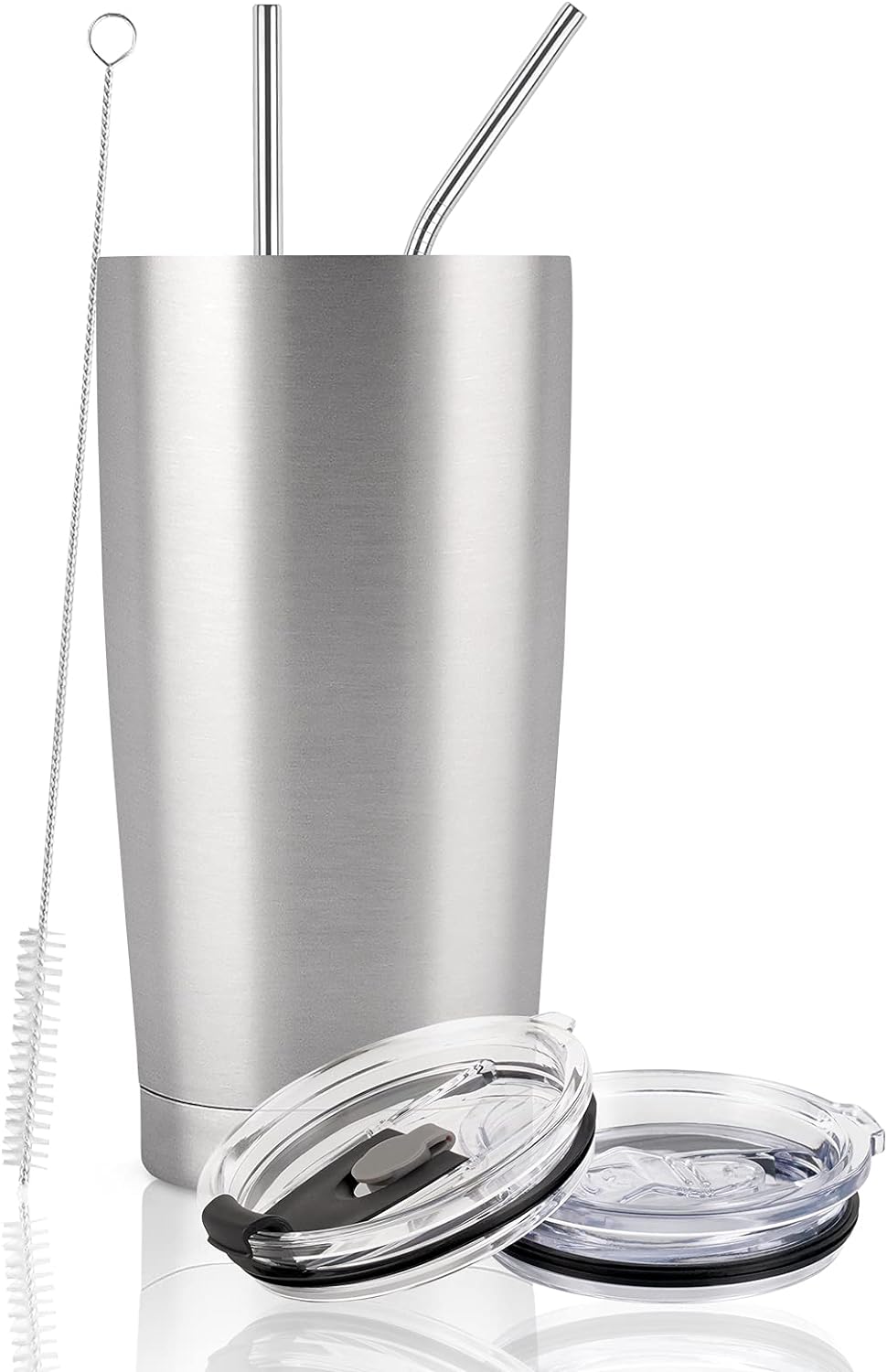 Gingprous 20 Oz Stainless Steel Travel Tumblers with Lids Straws, Vacuum Insulated Tumblers(1/2 Pc)