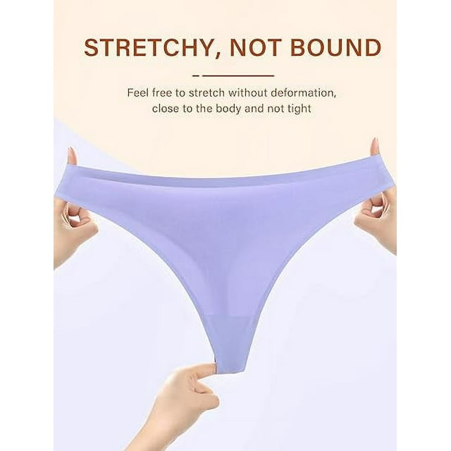 Sunm Boutique Seamless Thongs for Women No Show Thongs Nylon Stretch Thong Panties Underwear 5 Pack