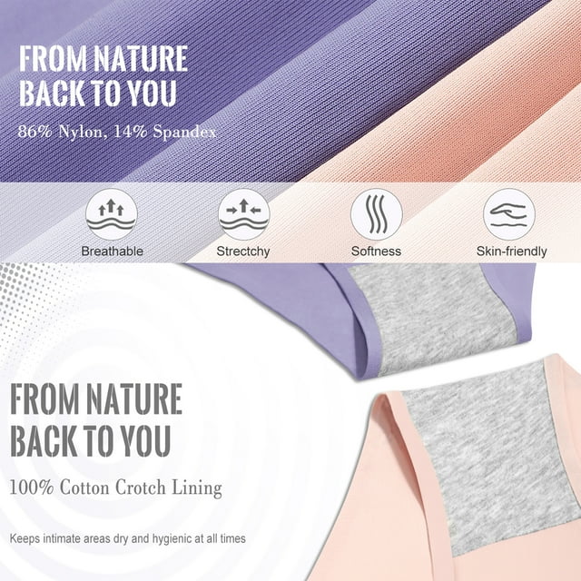 Sunm Boutique Cheeky Panties Cotton Underwear for Women Invisible Brief 6 Pack