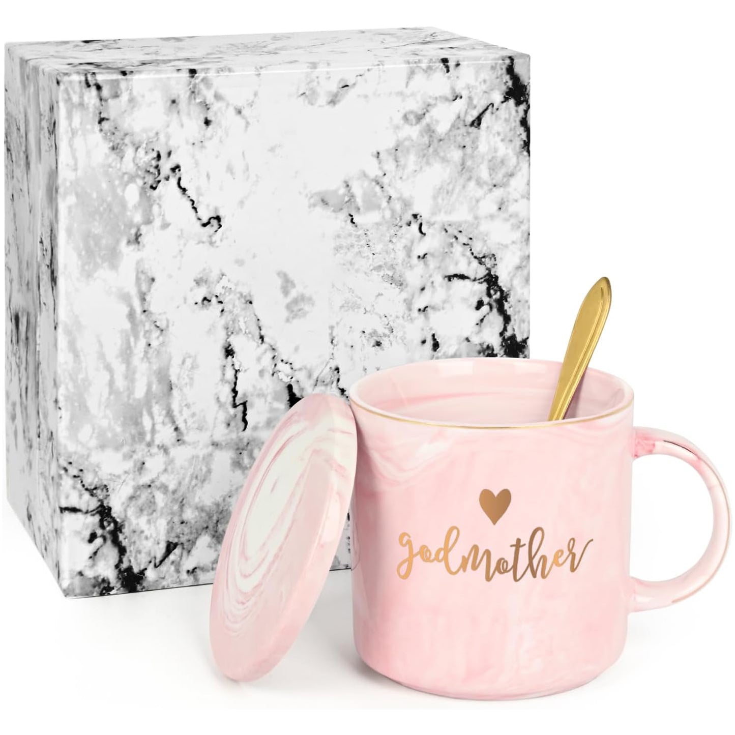 Gifts for Godmother - Godmother Coffee Mugs, Mothers Day Gifts for Godmother, Christmas Gifts, Birthday Gifts, Godmother Mugs, Maustic 12 fl oz Pink Coffee Mugs Ceramic Coffee Mug Tea Cup