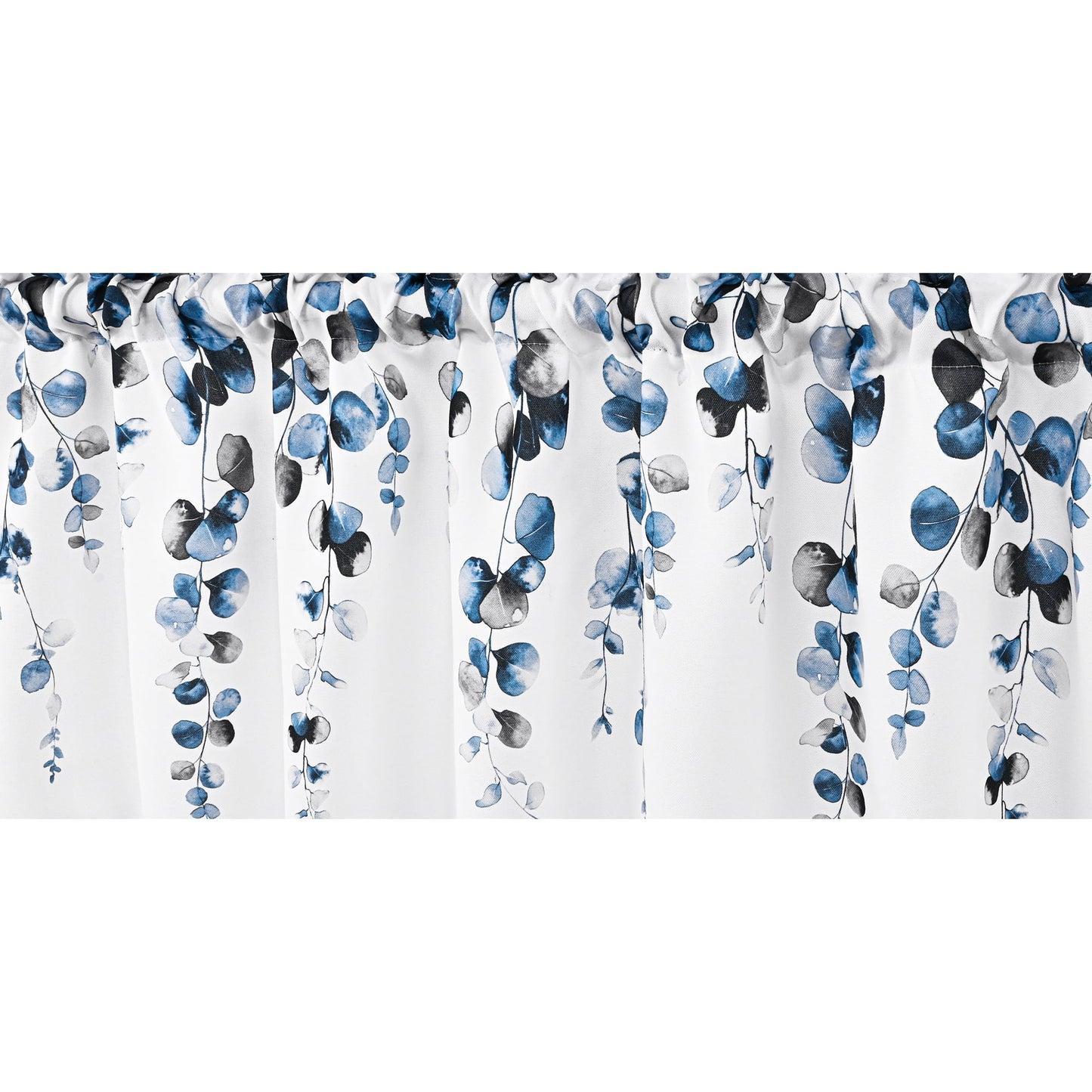 Alishomtll Valance Curtains for Living Room Bedroom Kitchen Windows Grey Blue Watercolor Leaves Print ,52 x 18 inch,Rod Pocket