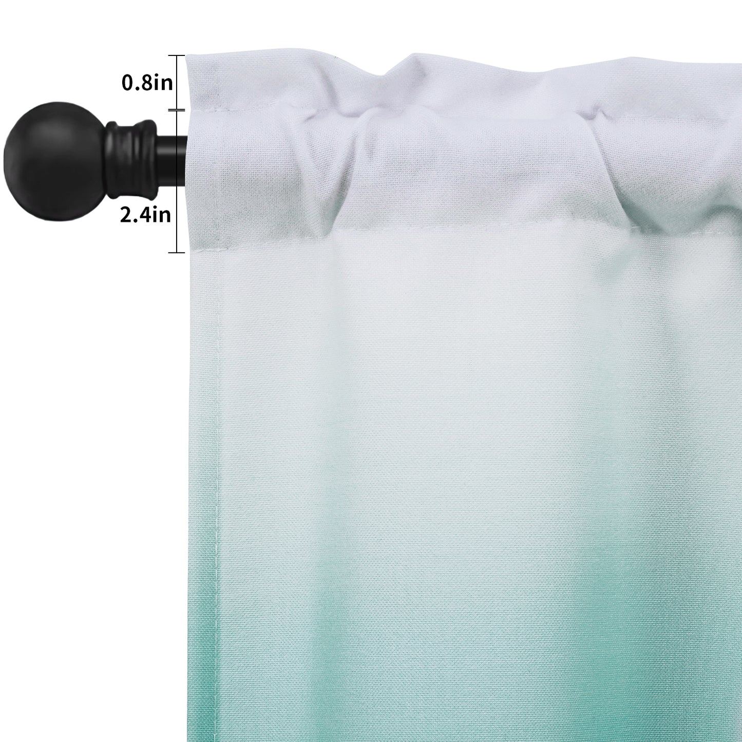 Alishomtll Valance Curtains for Living Room Bedroom Kitchen Windows Teal Ombre ,52 x 18 inch,Rod Pocket