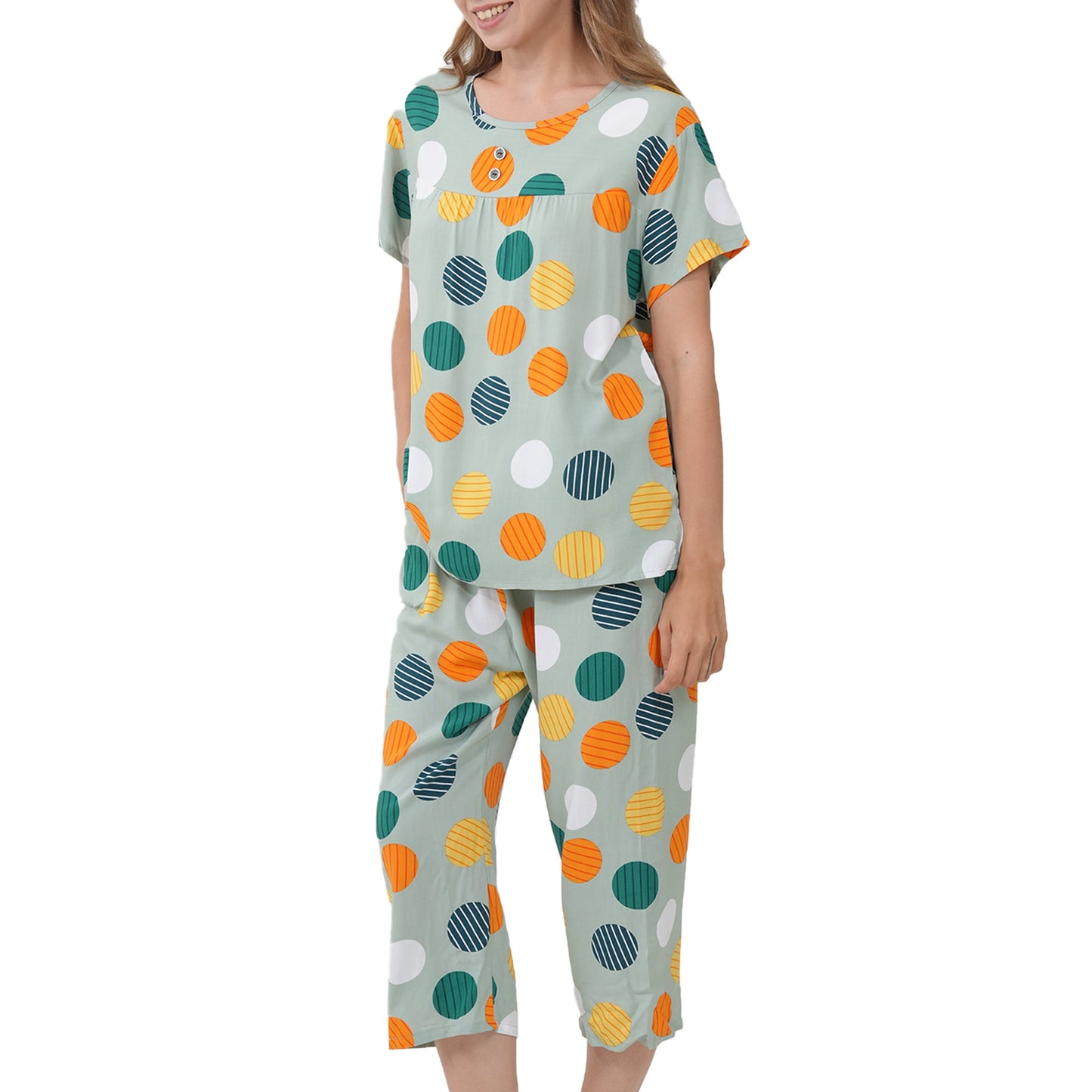 MecTo 2 Piece Women's Short Sleeve Pajama Sets, Lounge Sleepwear Ladies Pjs Sets with Pockets