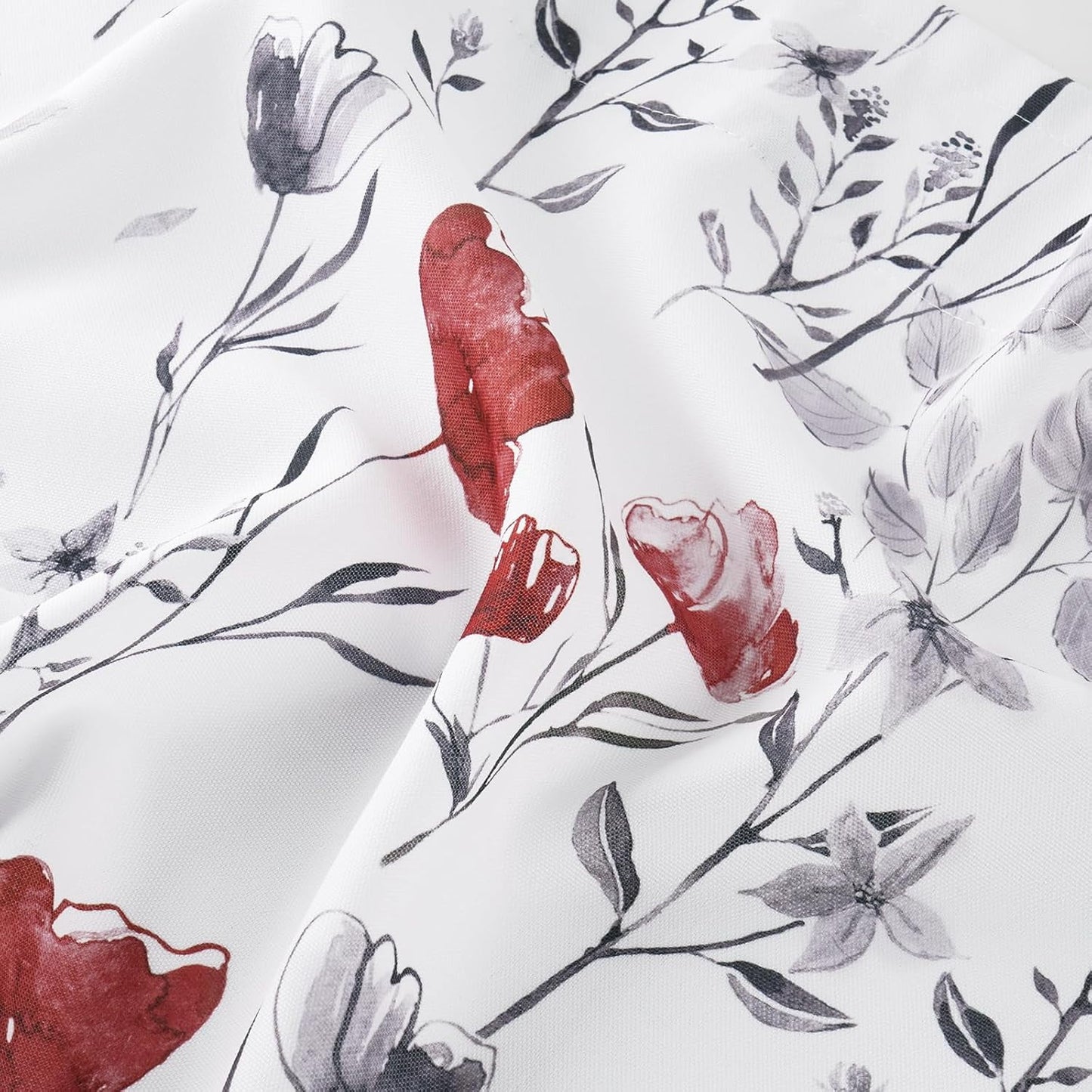 Alishomtll Kitchen Curtains Valances Swags for Windows Red Floral Printed Window Drapes, 61" W x 36"