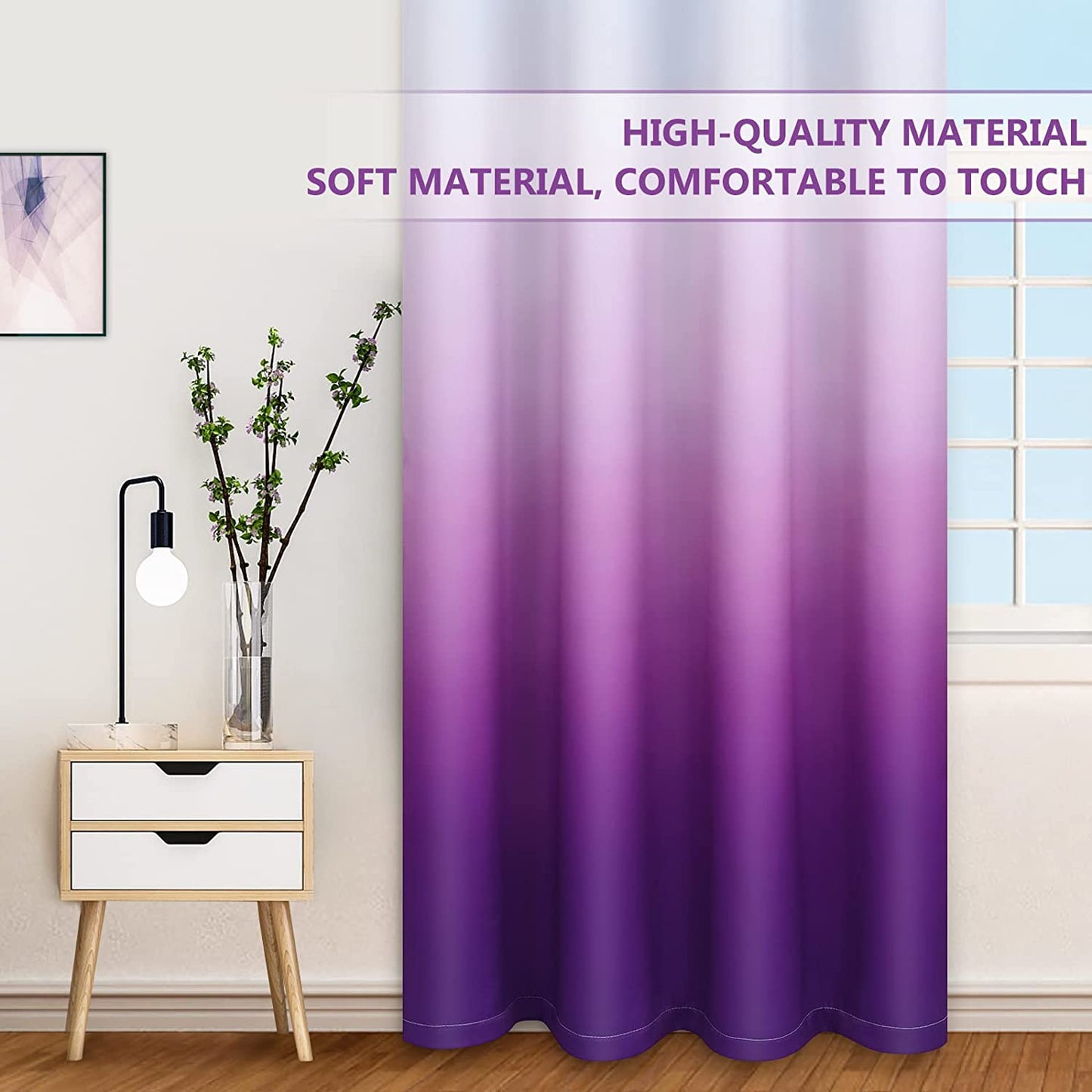 Alishomtll Room Darkening Purple Blackout Curtains Grommet Window Drapes for Living Room Bedroom ,2 Panels