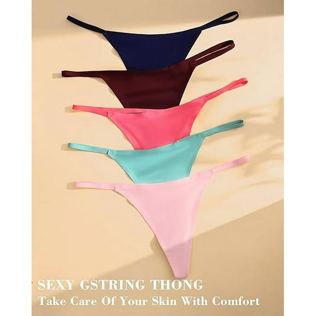 Sunm Boutique G-String Thongs for Women T-back Sexy Tangas Thongs Underwear 6 Pack