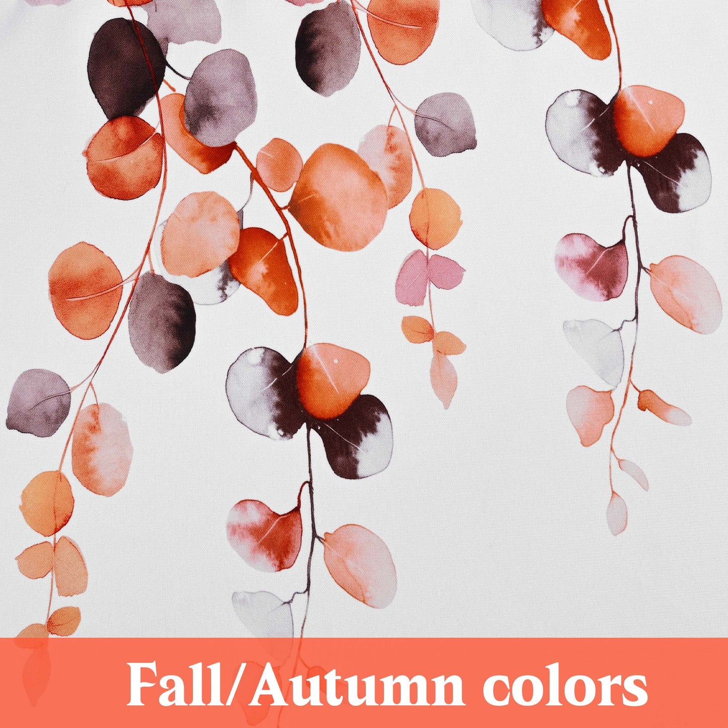 Alishomtll Fall Autumn Valance Curtains for Living Room Bedroom Kitchen Windows Grey Orange Watercolor Leaves Print ,52 x 18 inch,Rod Pocket
