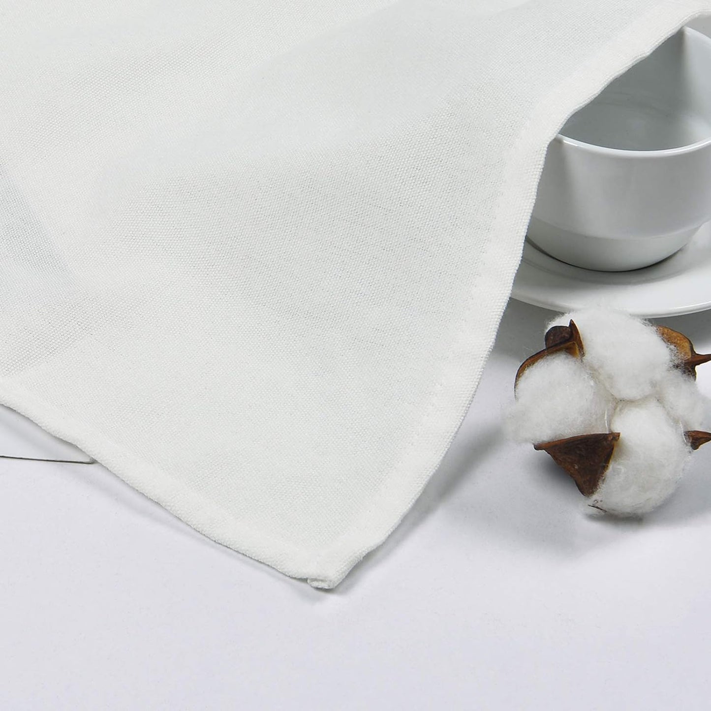 Alishomtll Linen Valance Farmhouse Boho Button Kitchen Curtains ,Rod Pocket,36"L x 52"W, Linen White