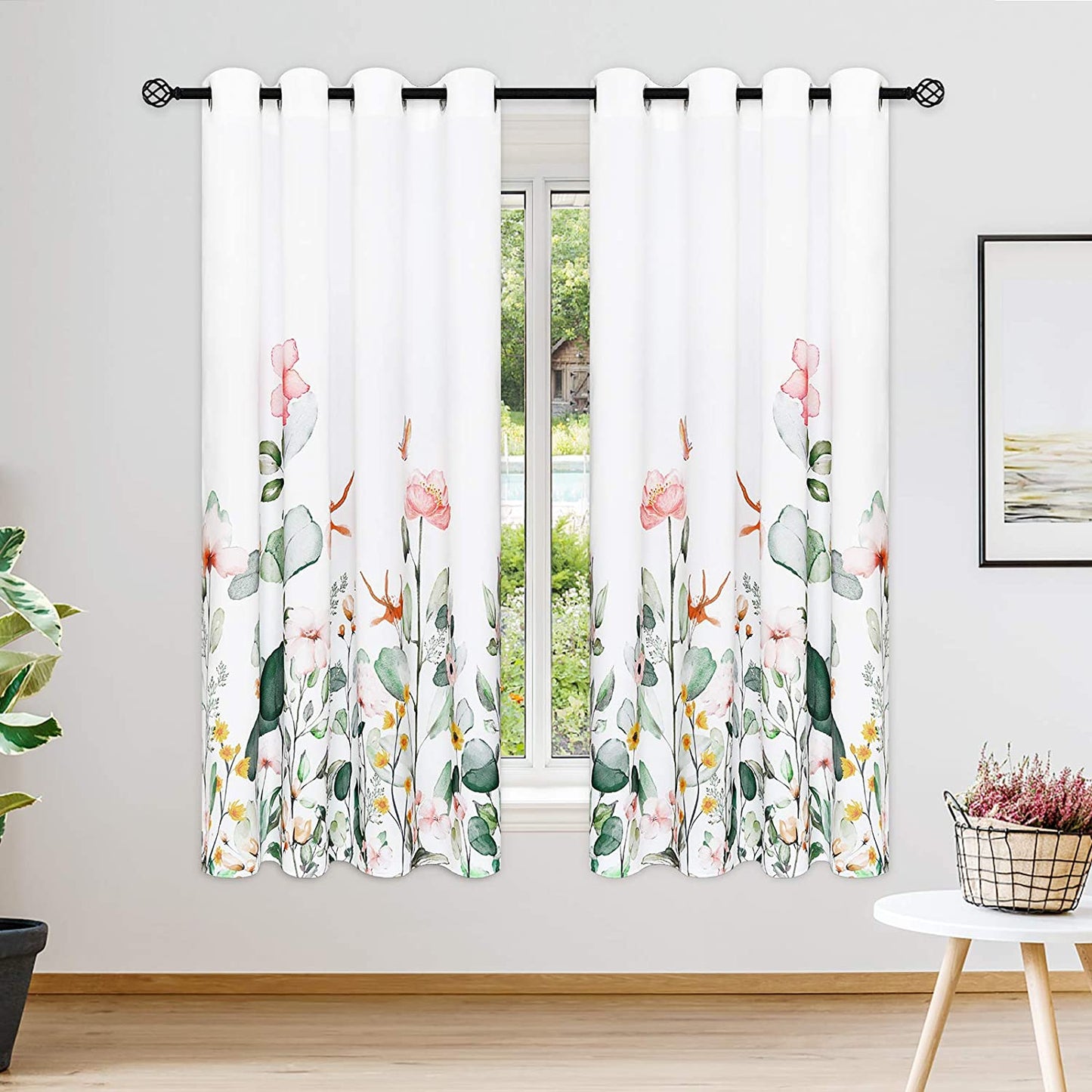 Alishomtll Floral Bedroom Curtains Grommet Window Drapes for Bedroom Living Room Decor,Set of 2