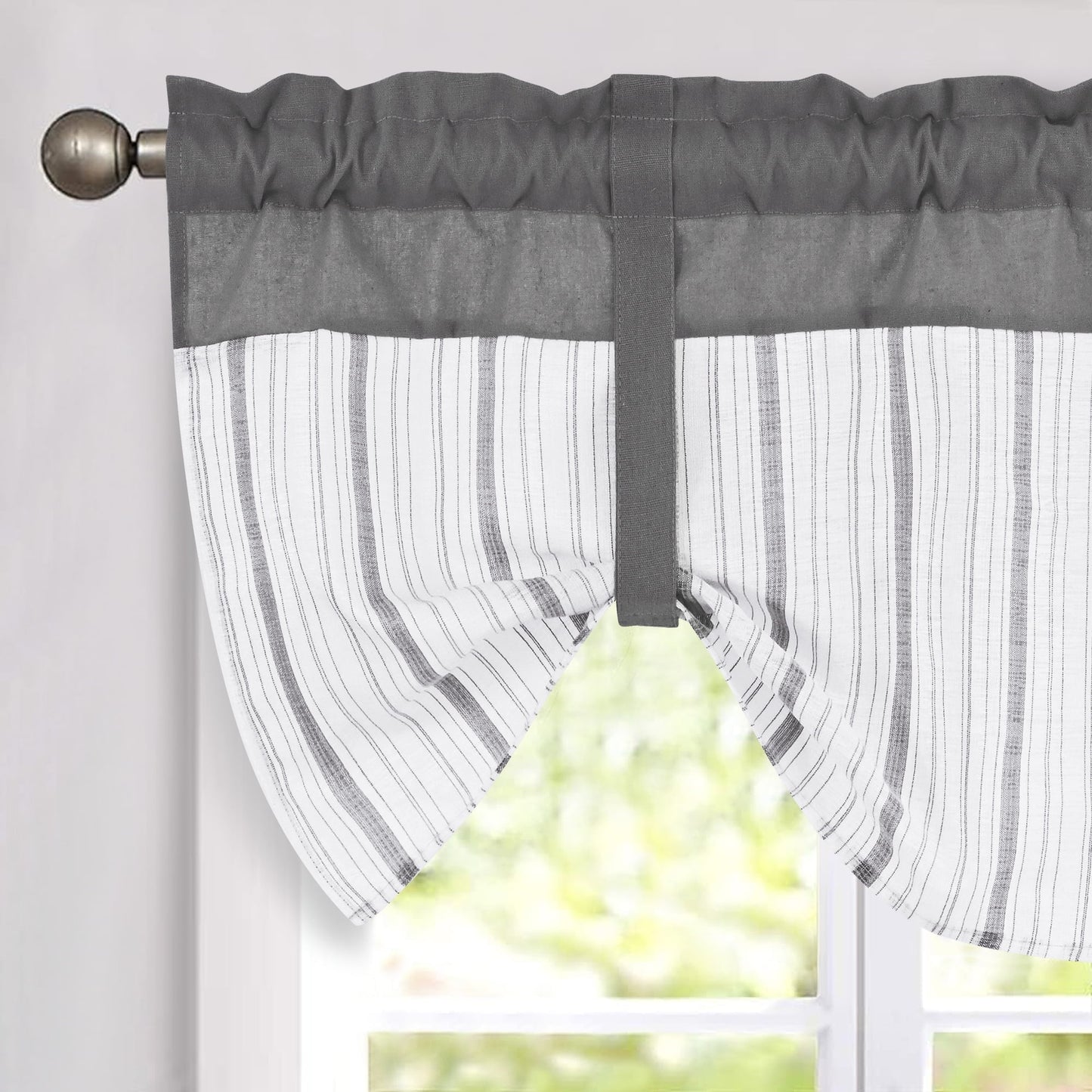 Alishomtll Boho Linen Light Filtering Curtains 84 Inches Long Farmhouse Rustic Striped Drapes Macrame Burlap ,Rod Pocket ,Beige ,with Tassel