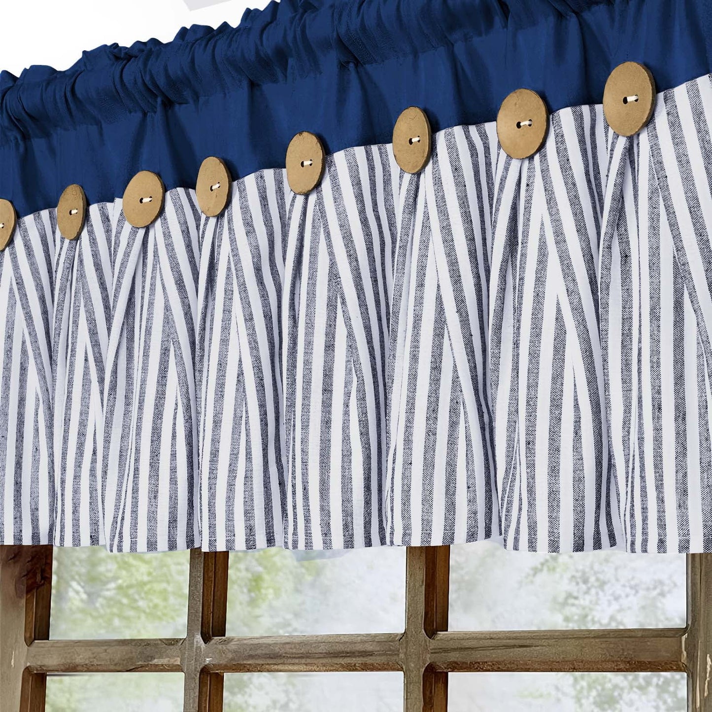 Alishomtll Kitchen Curtains Valances 8 Button Linen Cotton Valances for Windows 18 Inches Long,Rod Pocket