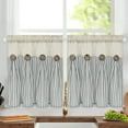 Alishomtll Stripe Kitchen Curtains 8 Button Linen Cotton Window Curtains Sets 24 Inches Long ,Rod Pocket
