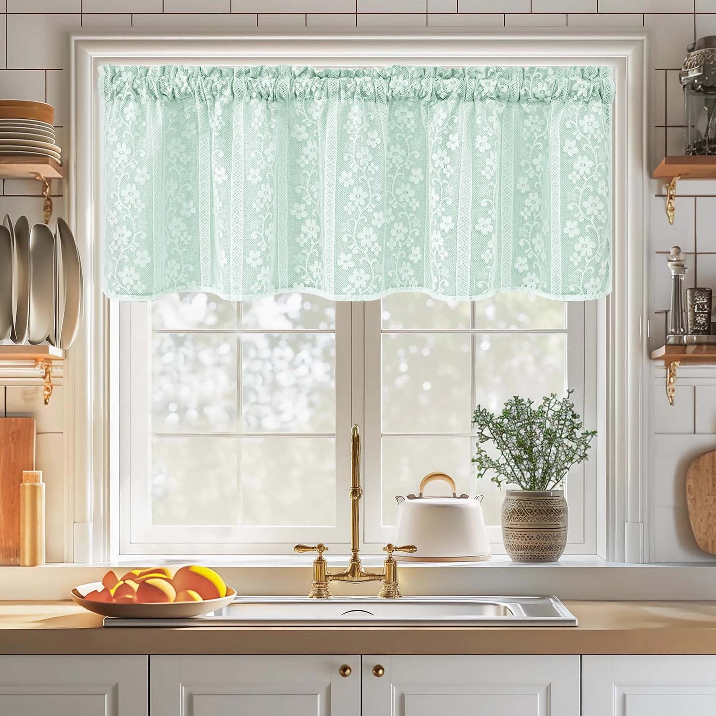 Alishomtll Beige Linen Curtains with Lace Sheer 84 Inches Long, Double Layer Light Filtering Window Drapes for Bedroom Living Room,W52 X L84,2 Panels