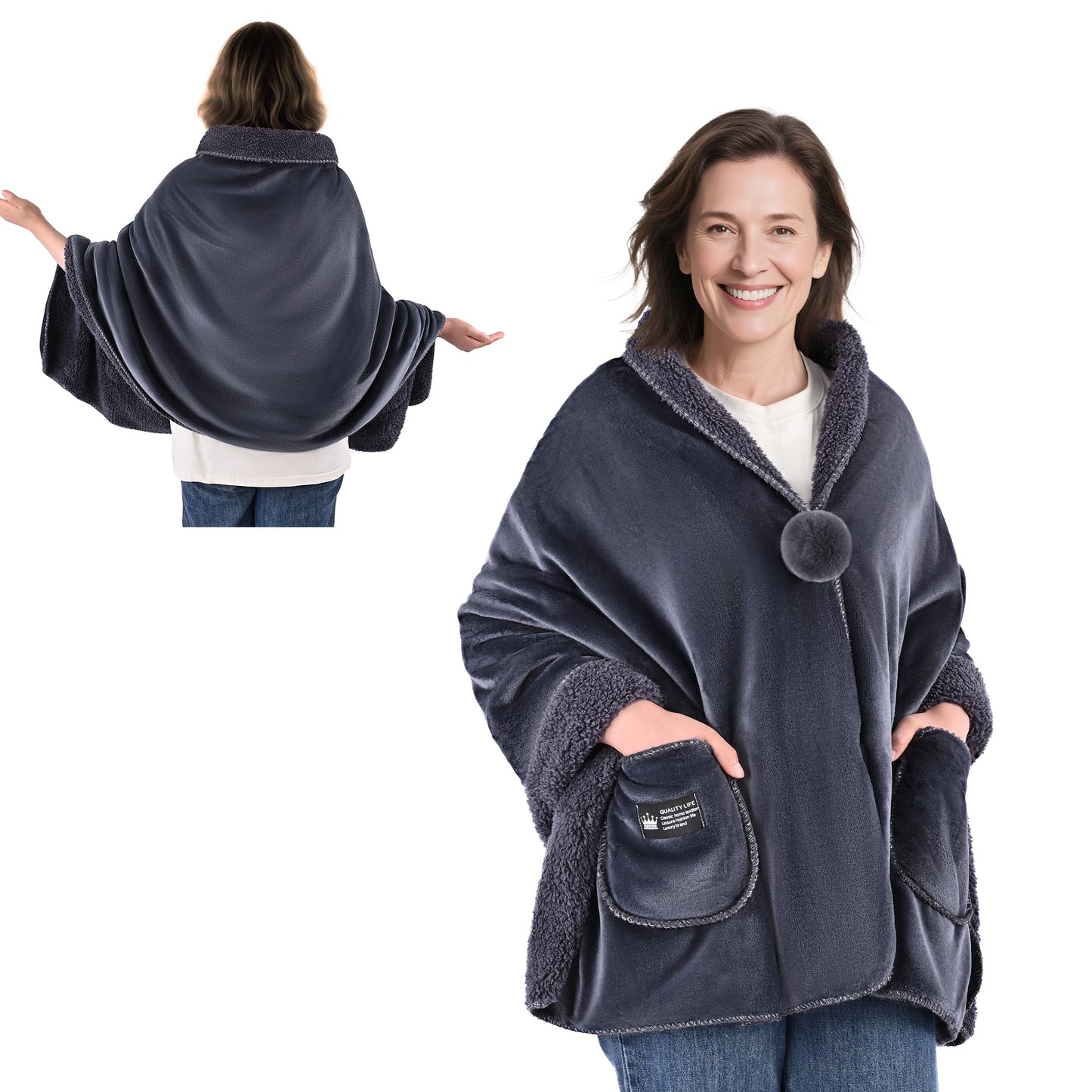 MecTo Wearable Blanket -Drape and Go No Sleeves- Lightweight Warm Wrap Shawl - Lap Blanket - Gift for Grandma and Mom
