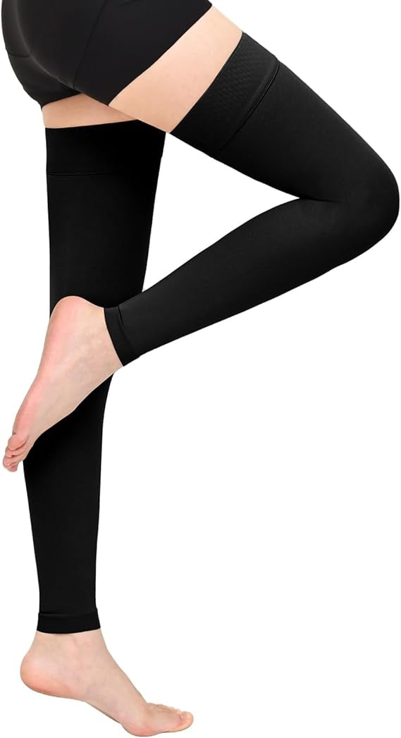 MARTINE MALL 15-20mmHg Thigh High Compression Stockings Footless Graduated Compression Socks for Edema Varicose Veins, Running, Hiking, Cycling
