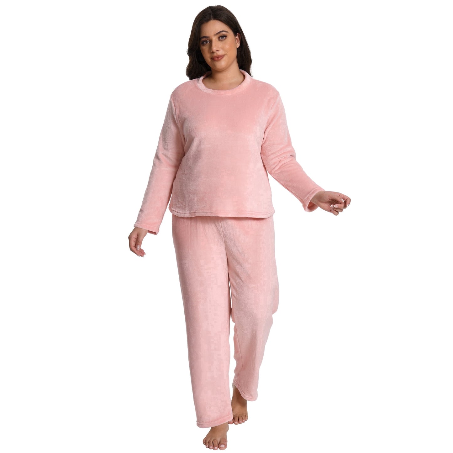 MecTo Women Plus Size Fluffy Pajamas Sets, Lady Fleece Long Sleeves PJ, Grey, 2 piece, Size 4XL