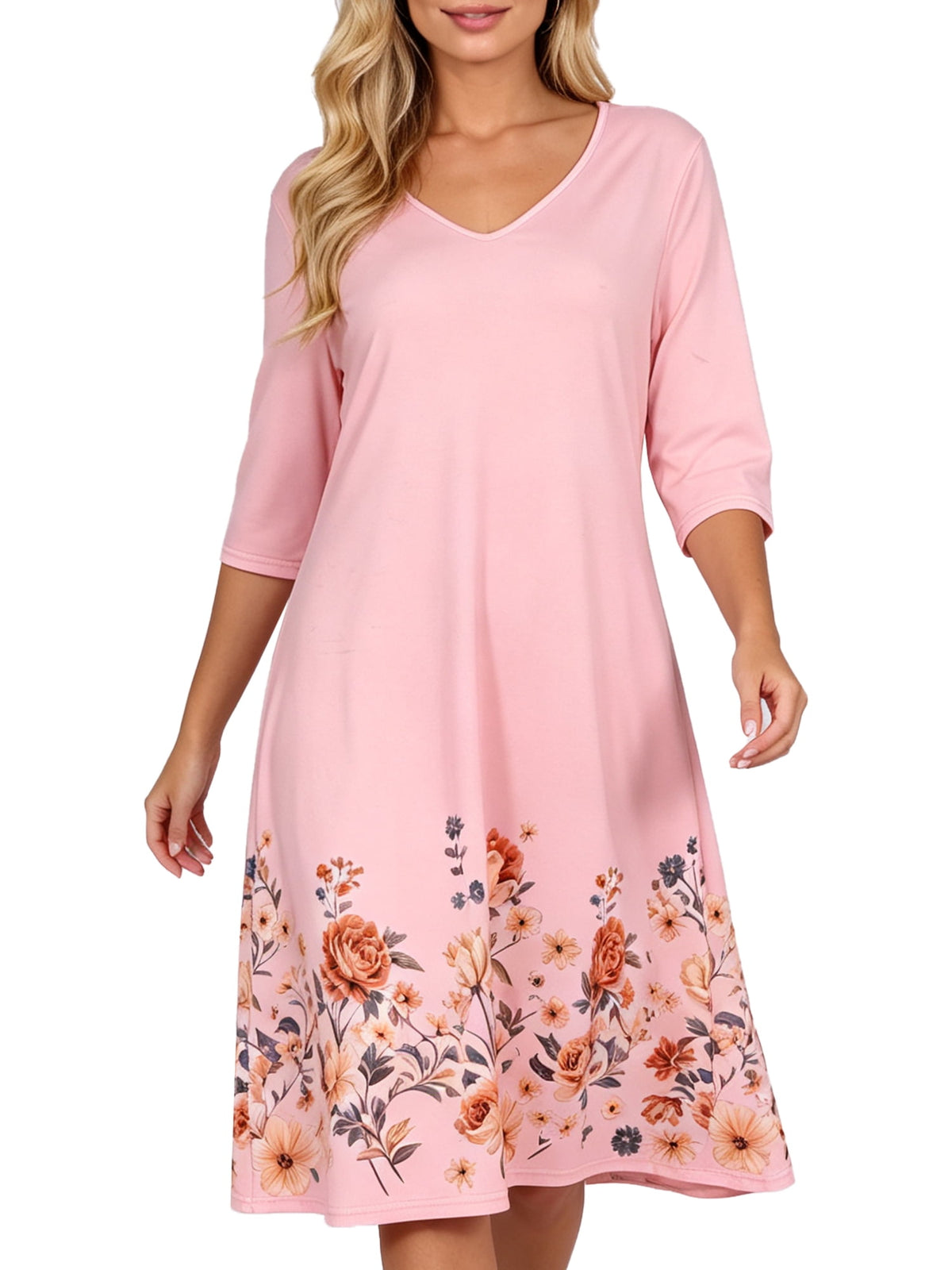 MecTo Christmas Sleepwear Cotton Vintage Floral Print with Pocket, Nightgown (Women's)