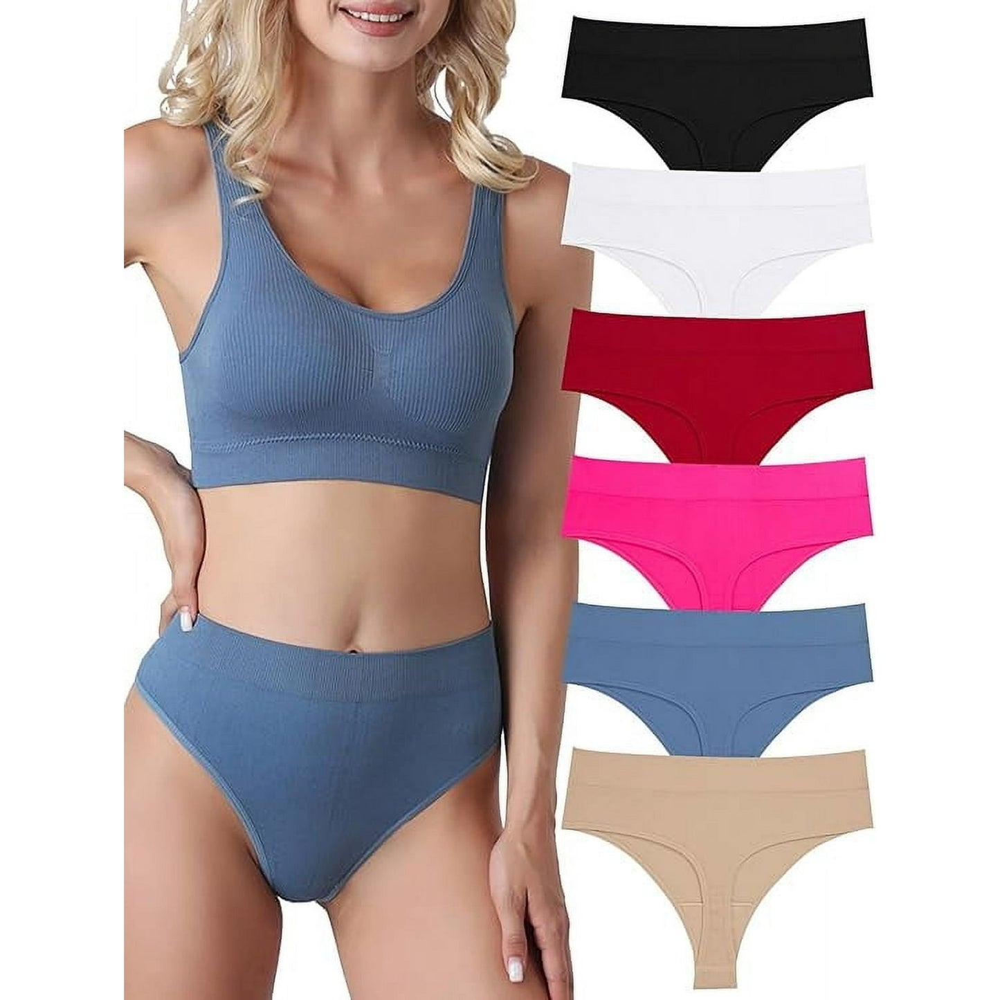 Sunm Boutique High-Waist Seamless Thongs (6-Pack) – Tummy Control & No-Show Comfort