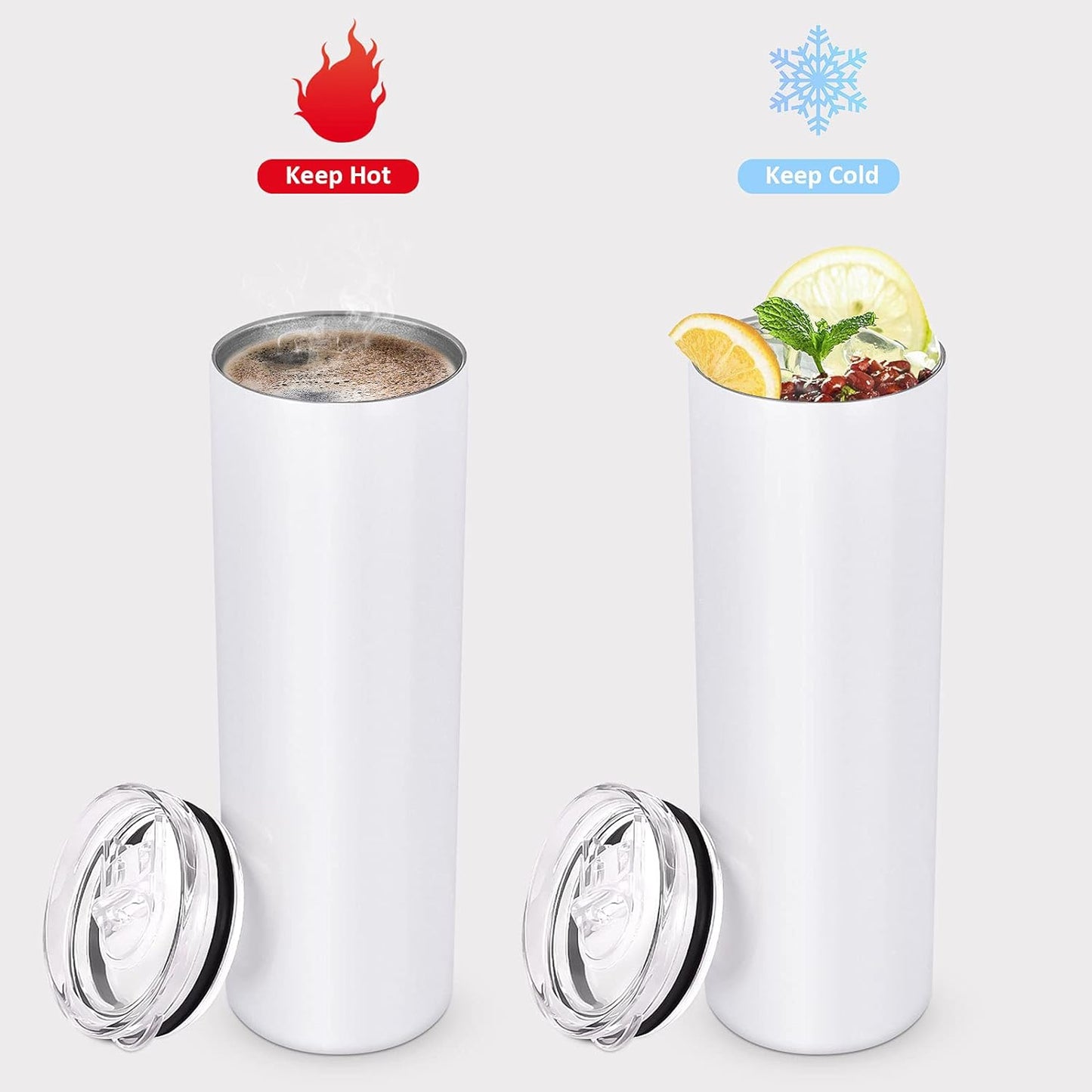 Gingprous 20 oz Stainless Steel Skinny Tumbler with Lid and Straw, Double Wall Vacuum Insulated Slim Water Tumbler Cup,Black