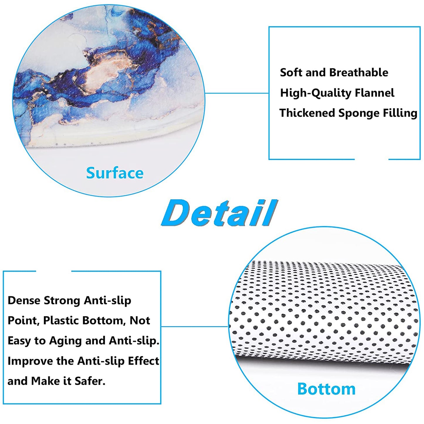 FRAMICS Navy Blue Luxury Marble Shower Curtain and Rug Sets, 16 Pc Modern Abstract Bathroom Sets, Waterproof Fabric Shower Curtain with 12 Hooks and Toilet Rugs