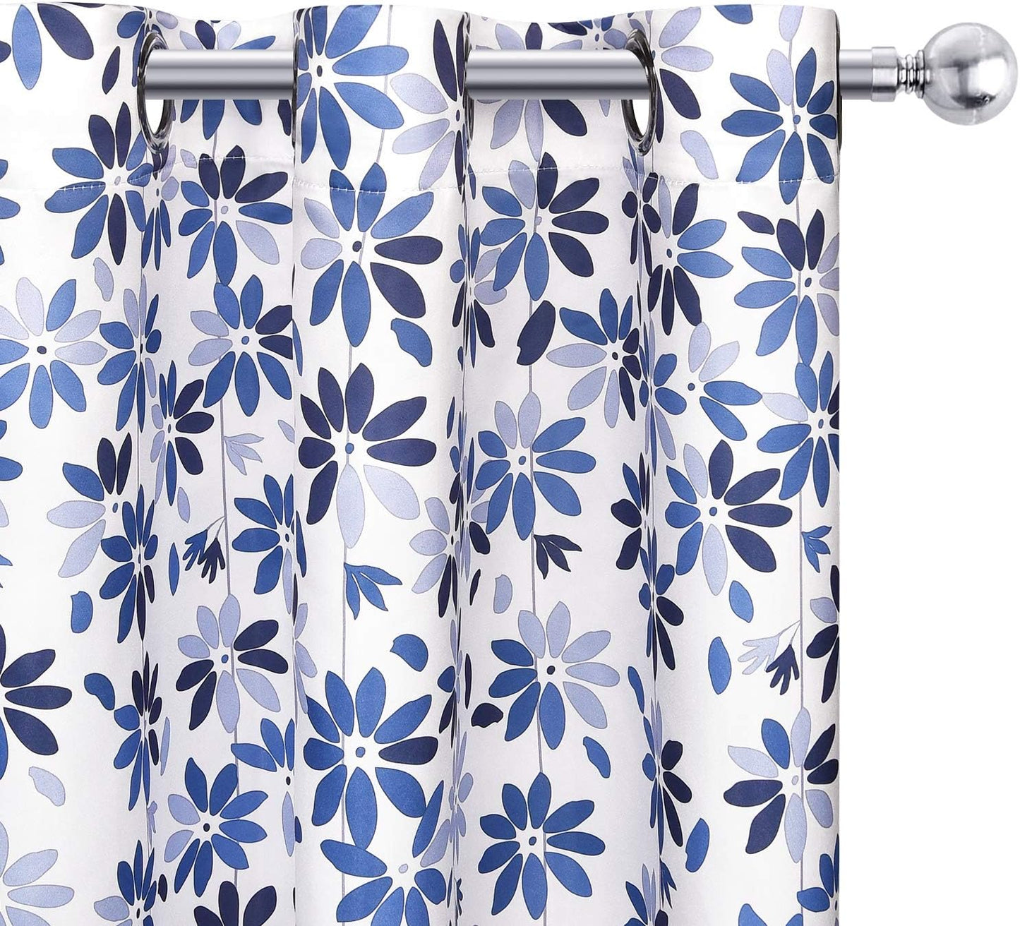Alishomtll Falling Flower Window Curtain Grommet Light Filtering Drapes for Bedroom Living Room, Set of 2