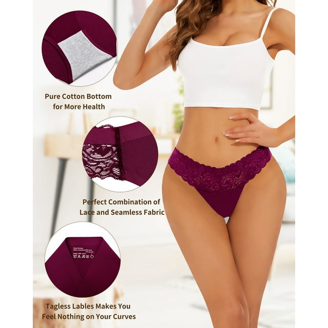 Sunm Boutique Cheeky Underwear for Women Cheeky Panties Lace Stretch High Cut 6 Pack