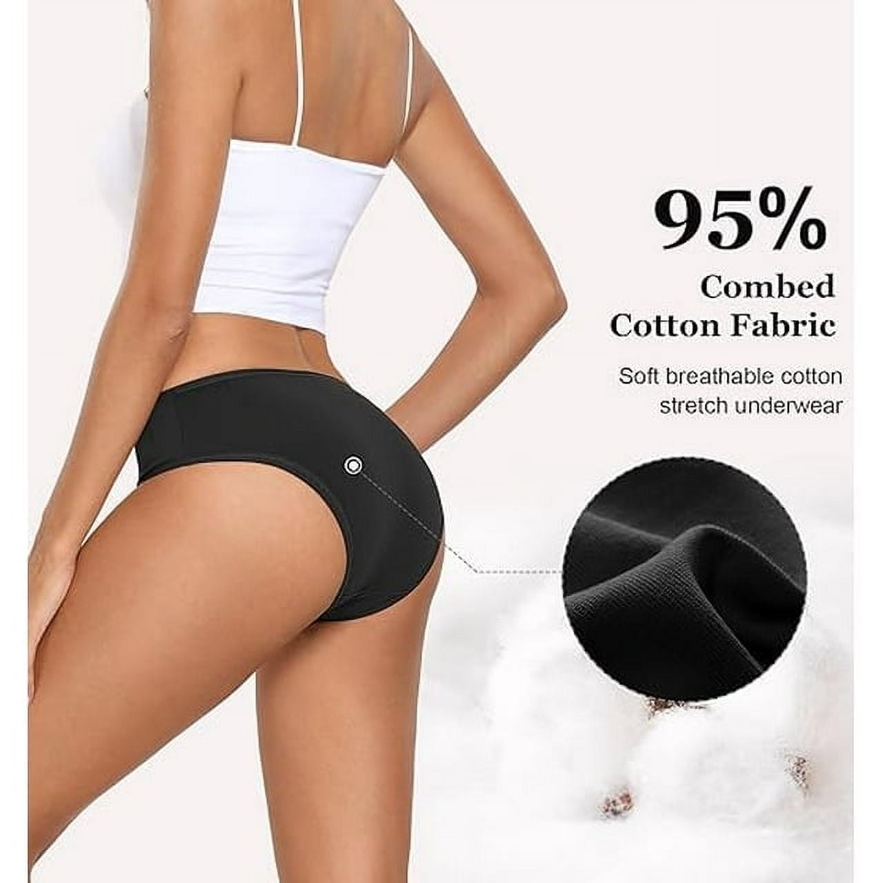 Sunm Boutique Women's Underwear Cotton Hipster Panties Low Rise Briefs Soft Strench Breathable Ladies Bikini Underwear 6 Pack