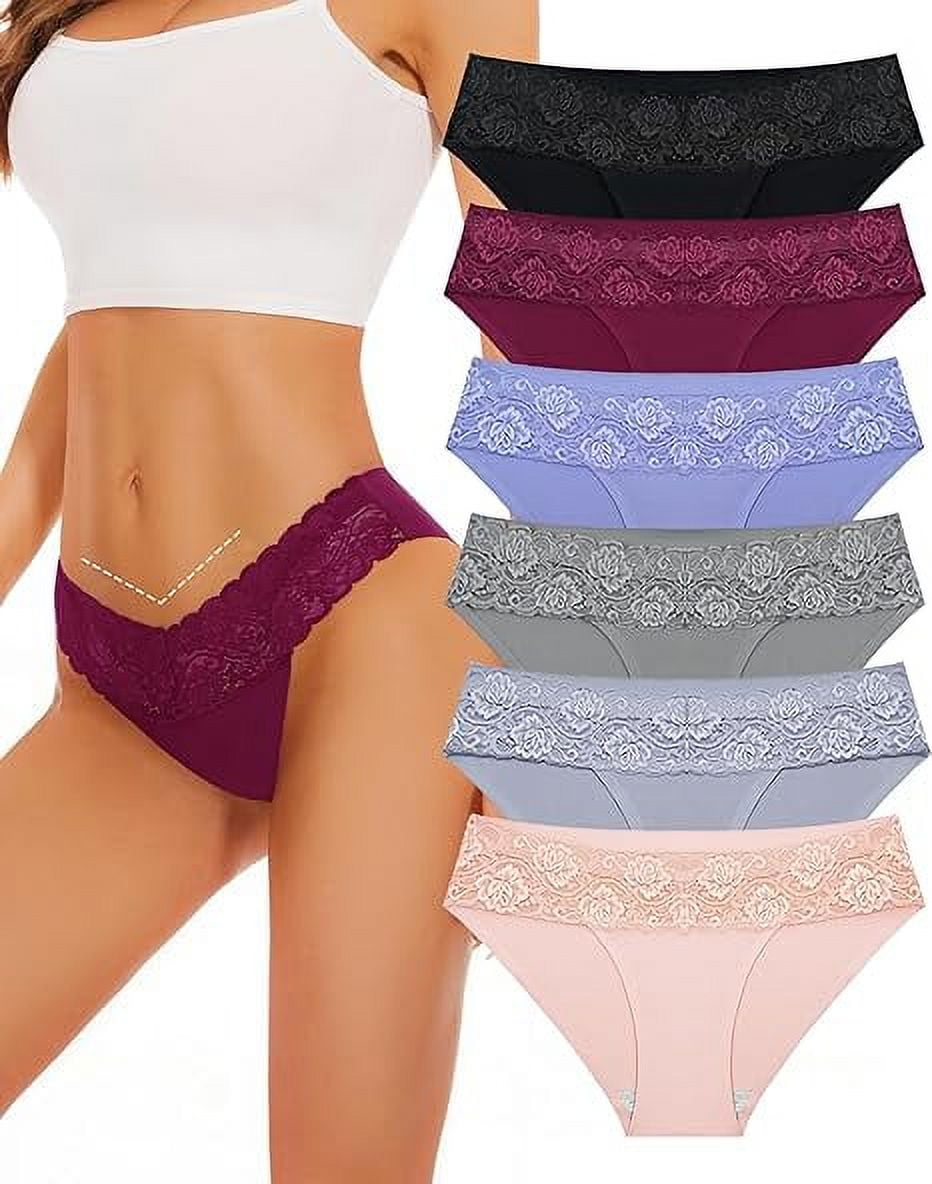 Sunm Boutique Cheeky Underwear for Women Cheeky Panties Lace Stretch High Cut 6 Pack