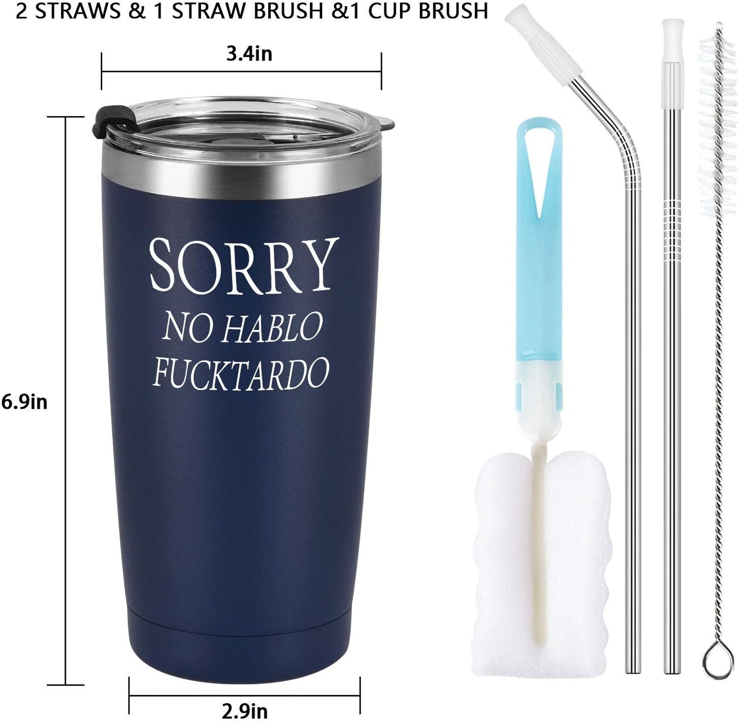 Gingprous 20 oz Insulated Stainless Steel Travel Tumbler , Vacuum Insulated Tumbler , Funny Birthday Christmas Gifts , Navy Blue