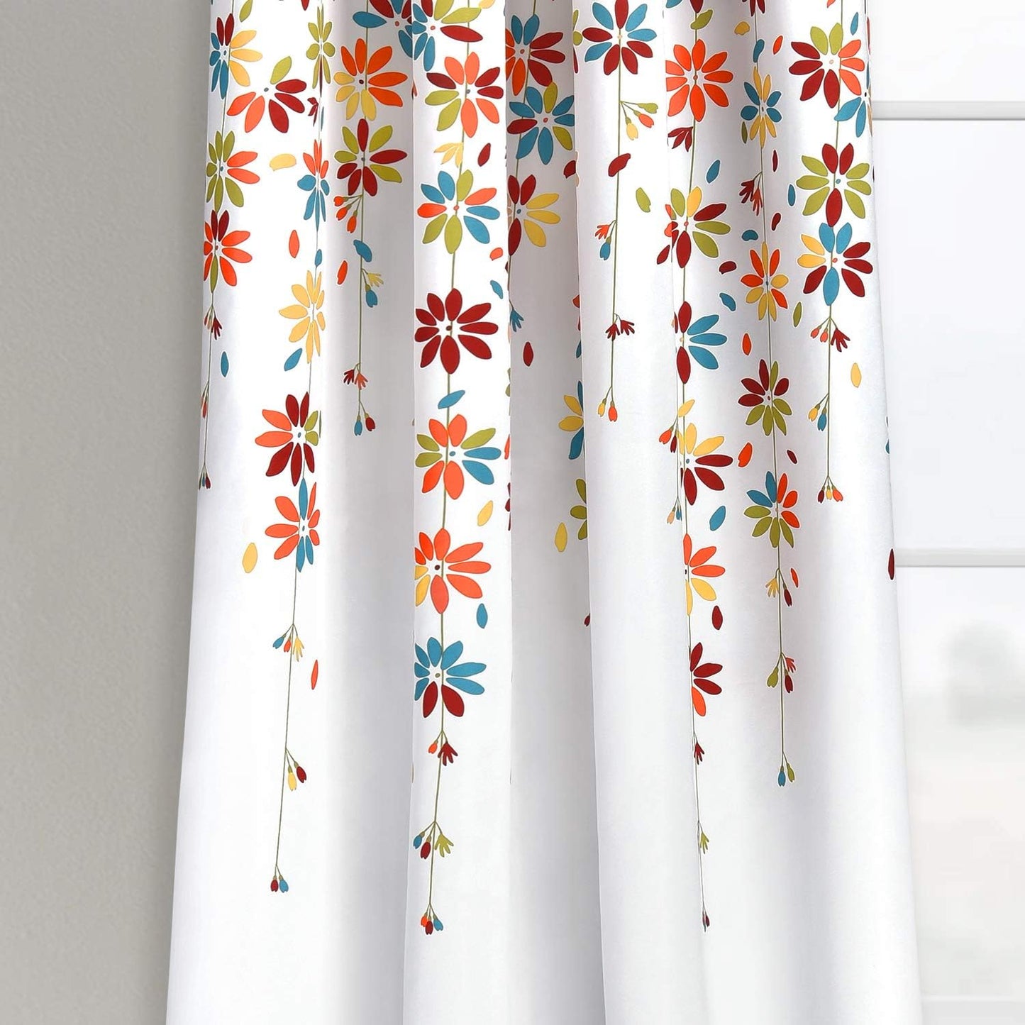 Alishomtll Falling Flower Window Curtain Grommet Light Filtering Drapes for Bedroom Living Room, Set of 2