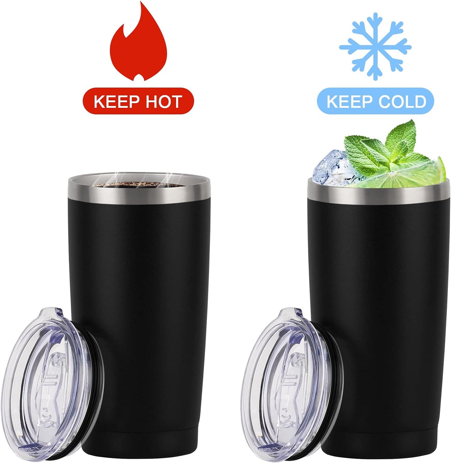 Gingprous 20 Oz Stainless Steel Travel Tumblers with Lids Straws, Vacuum Insulated Tumblers(1/2 Pc)