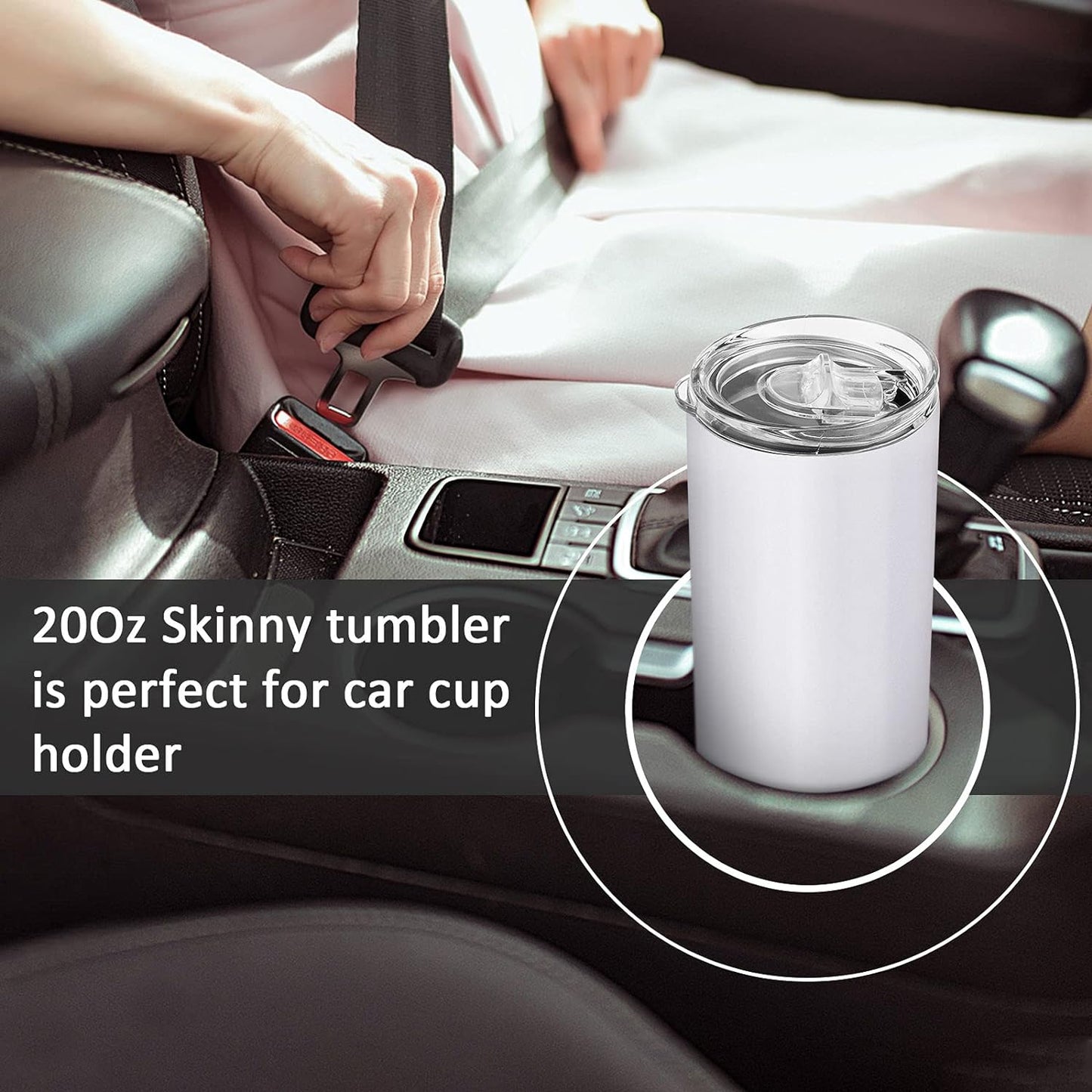 Gingprous 20 oz Stainless Steel Skinny Tumbler with Lid and Straw, Double Wall Vacuum Insulated Slim Water Tumbler Cup,Black