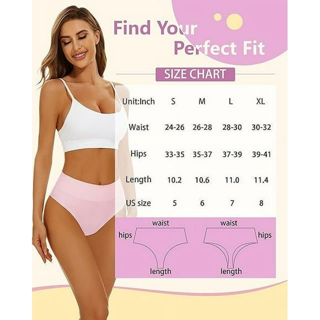 Sunm Boutique High Waisted Thong Underwear for Women Tummy Control Underwear Cheeky Panties 6 Pack