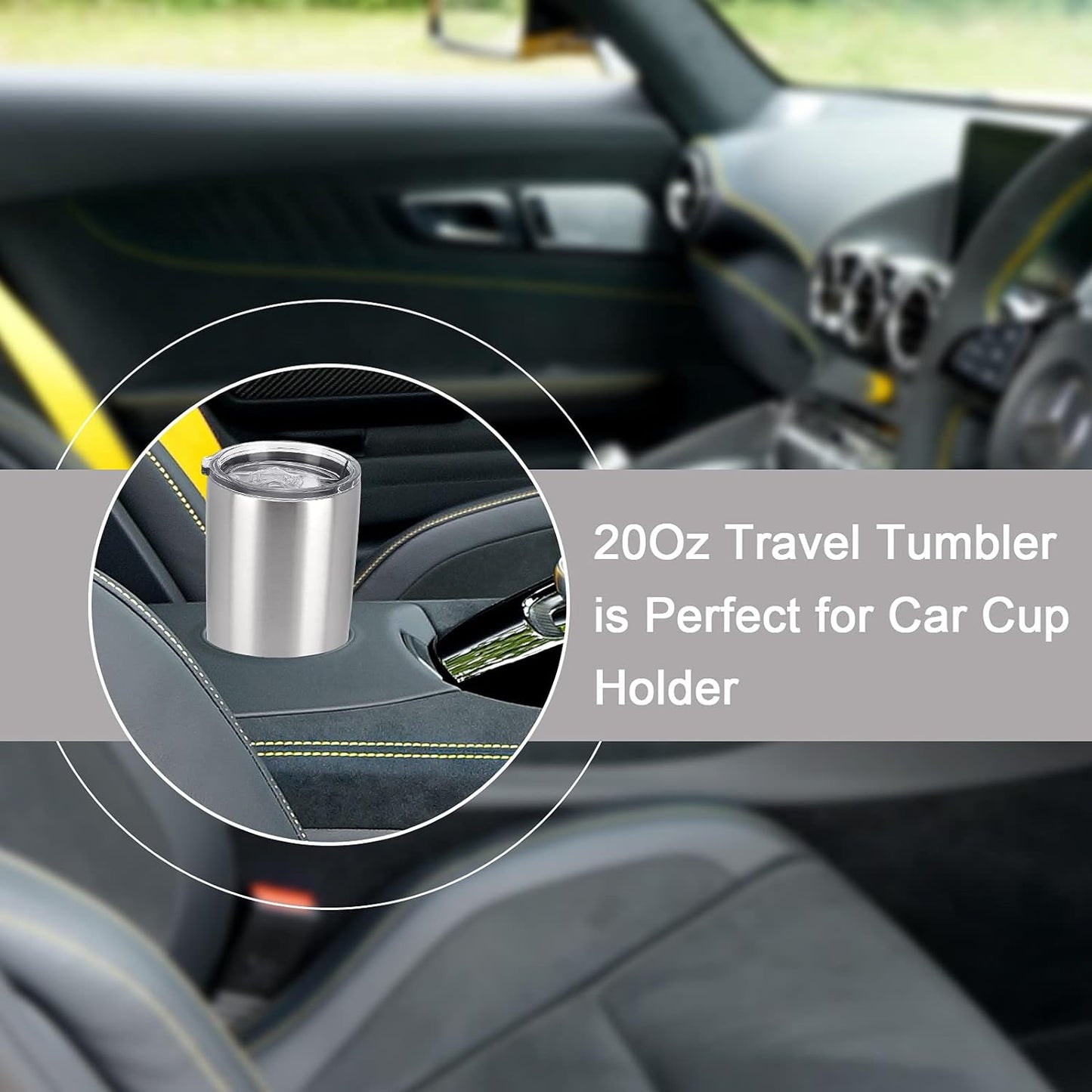 Gingprous 20 Oz Stainless Steel Travel Tumblers with Lids Straws, Vacuum Insulated Tumblers(1/2 Pc)