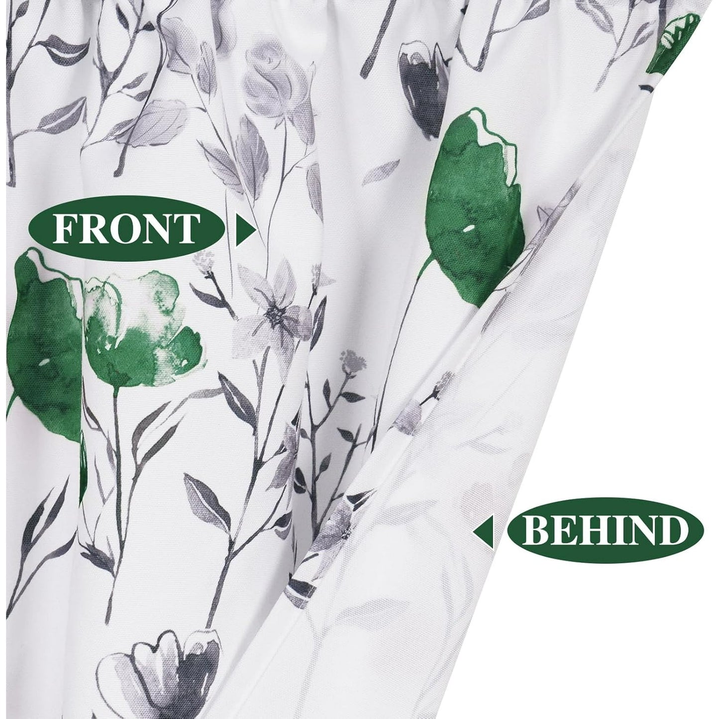 Alishomtll Kitchen Curtains Valances Swags for Windows Green Floral Printed Window Drapes, 61" W x 36"