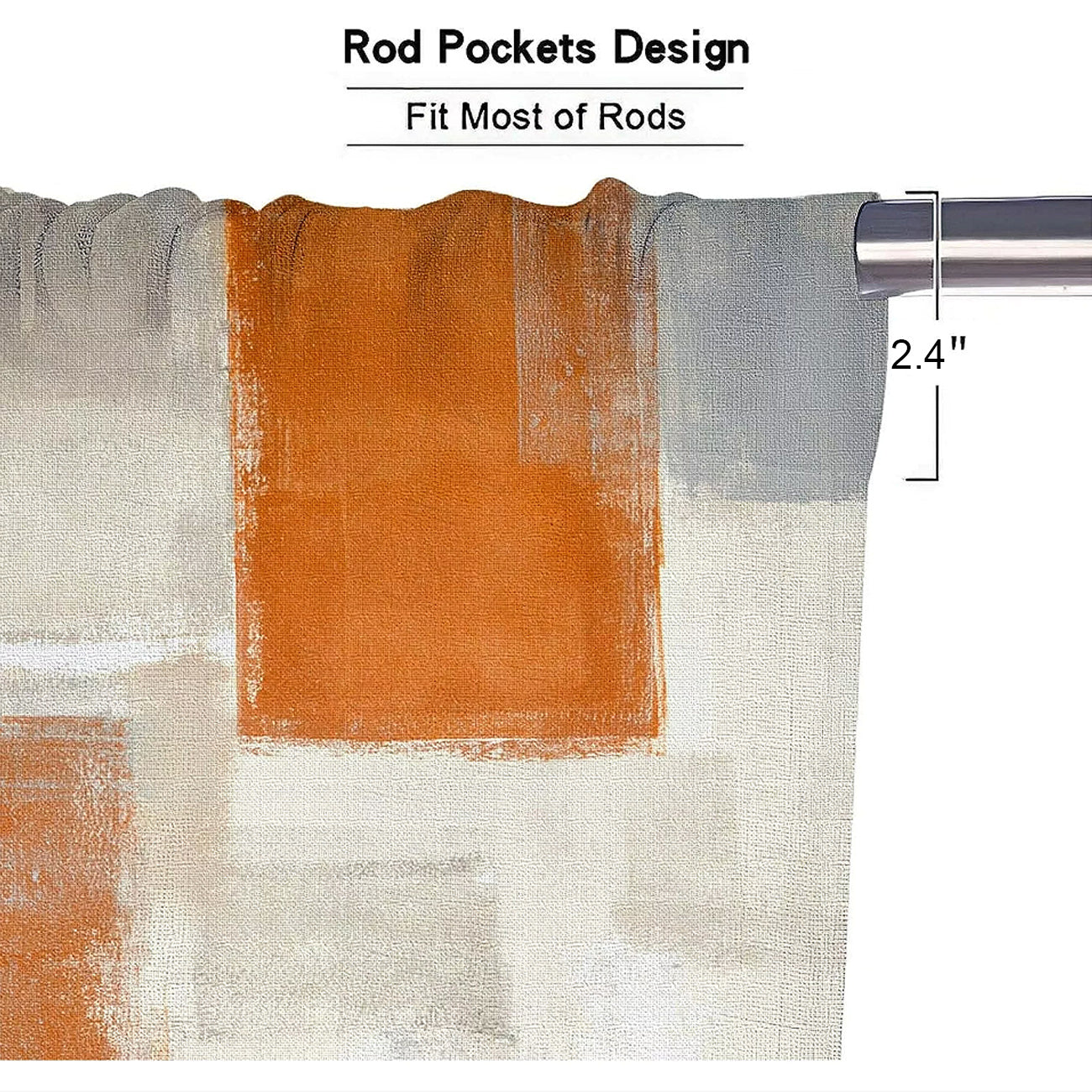Alishomtll Kitchen Curtains Tiers Orange rquoise Kitchen Tiers Set 2 Piece for Windows Living Room 36 Inches Long