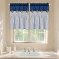 Alishomtll Stripe Kitchen Curtains 8 Button Linen Cotton Window Curtains Sets 24 Inches Long ,Rod Pocket