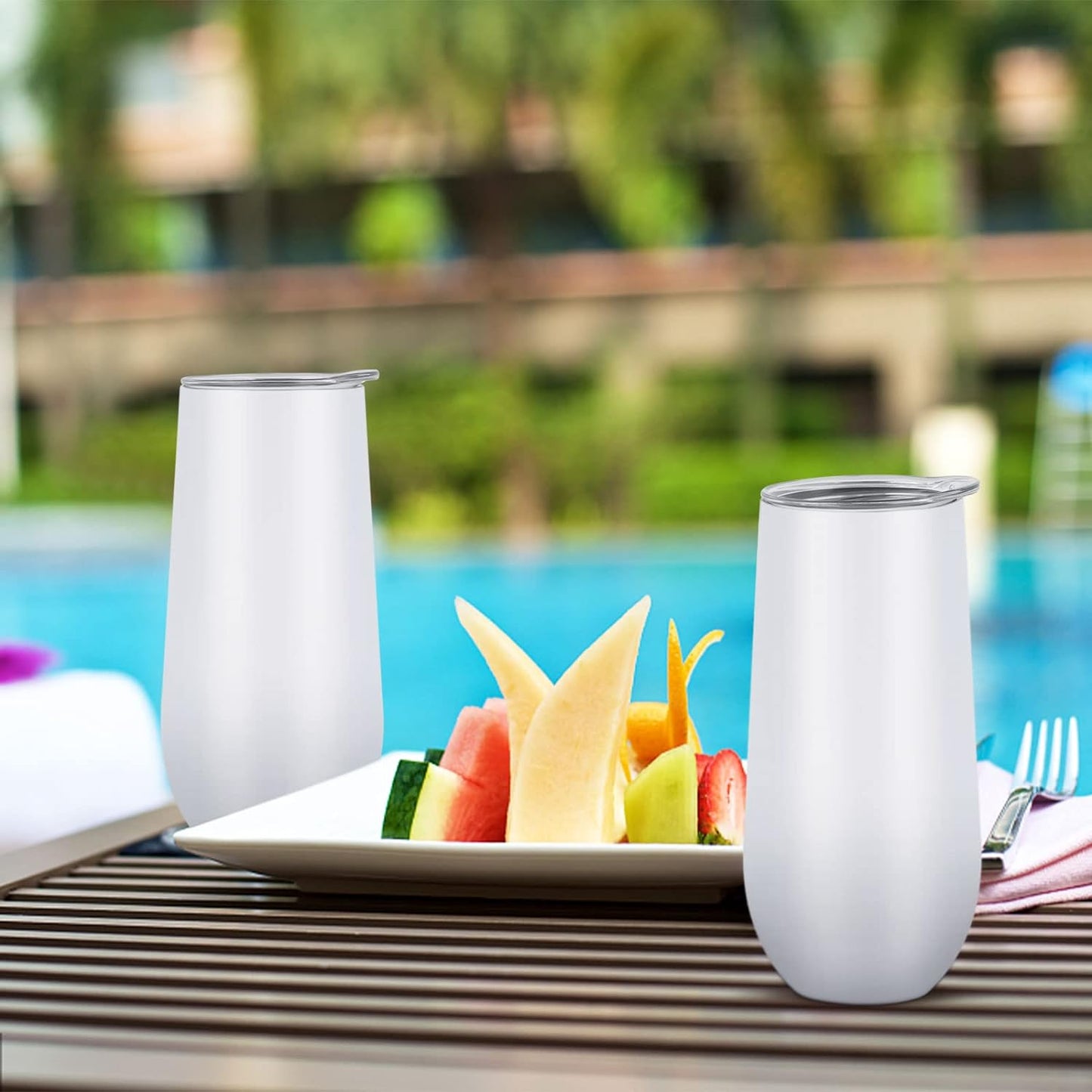 Waipfaru 8 Pack Champagne Insulated Tumblers,Champagne Wine Glasses 12Oz