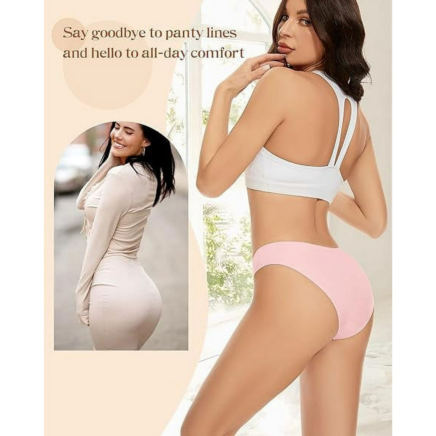 Sunm Boutique Seamless Underwear for Women No Show Underwear Women's Bikini Panties Invisible Panties 6 Pack
