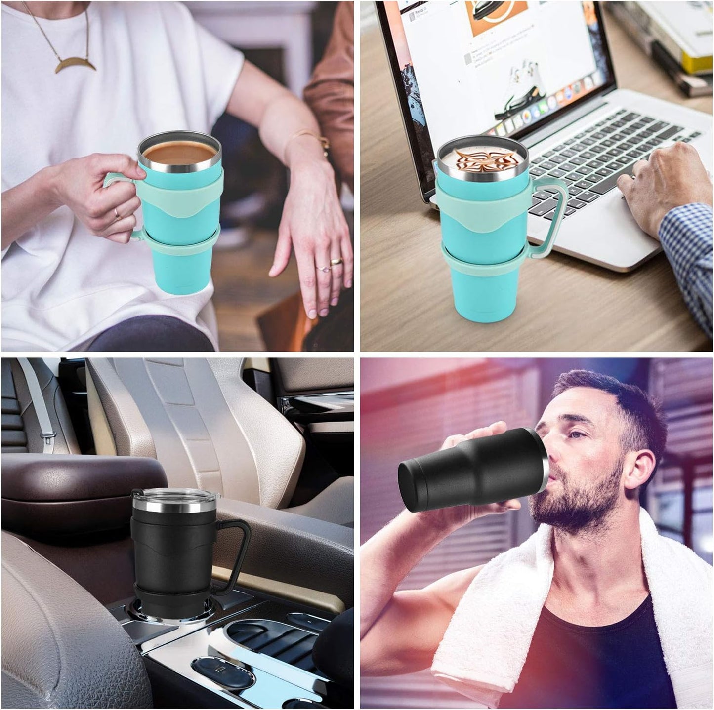 Gingprous 2 Pack 30 oz Stainless Steel Tumblers with Lids Straws , Double Wall Travel Tumblers , Vacuum Insulated Coffee Cup