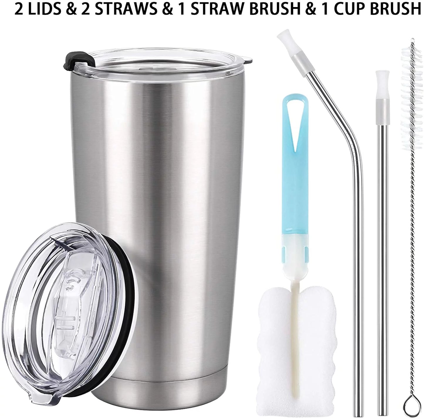 Gingprous 8 Pack 20 Oz Stainless Steel Travel Tumblers with Lids Straws , Double Wall Vacuum Insulated Stainless Steel Tumbler with Straws for Home School Office Camping, Powder Coated Coffee Cup, Keep Drinks Hot&Cold