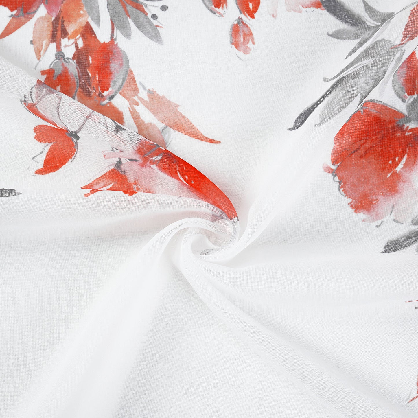 Alishomtll Floral Sheer Curtains 63 Inch Long Rod Pocket Red Flower Semi Sheer Voile Window Treatment For Bedroom Dining Room