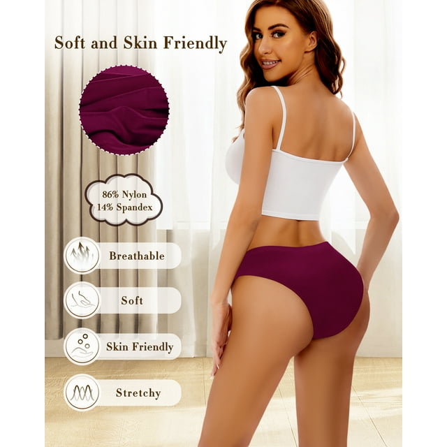 Sunm Boutique Cheeky Underwear for Women Cheeky Panties Lace Stretch High Cut 6 Pack