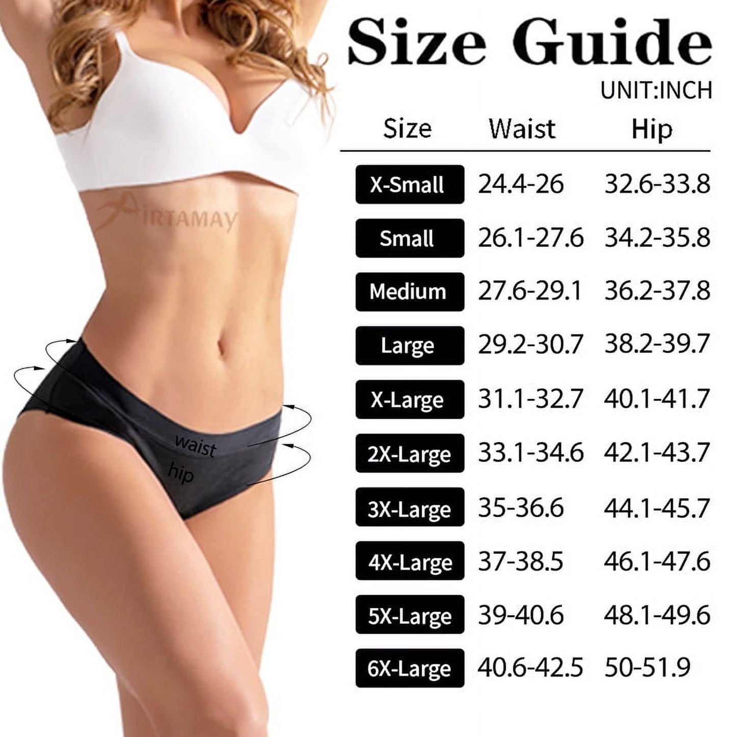 Sunm Boutique Period Underwear for Women Heavy Flow Panties Leak-Proof Panties Protective Briefs Hipster Panty 5 Pack