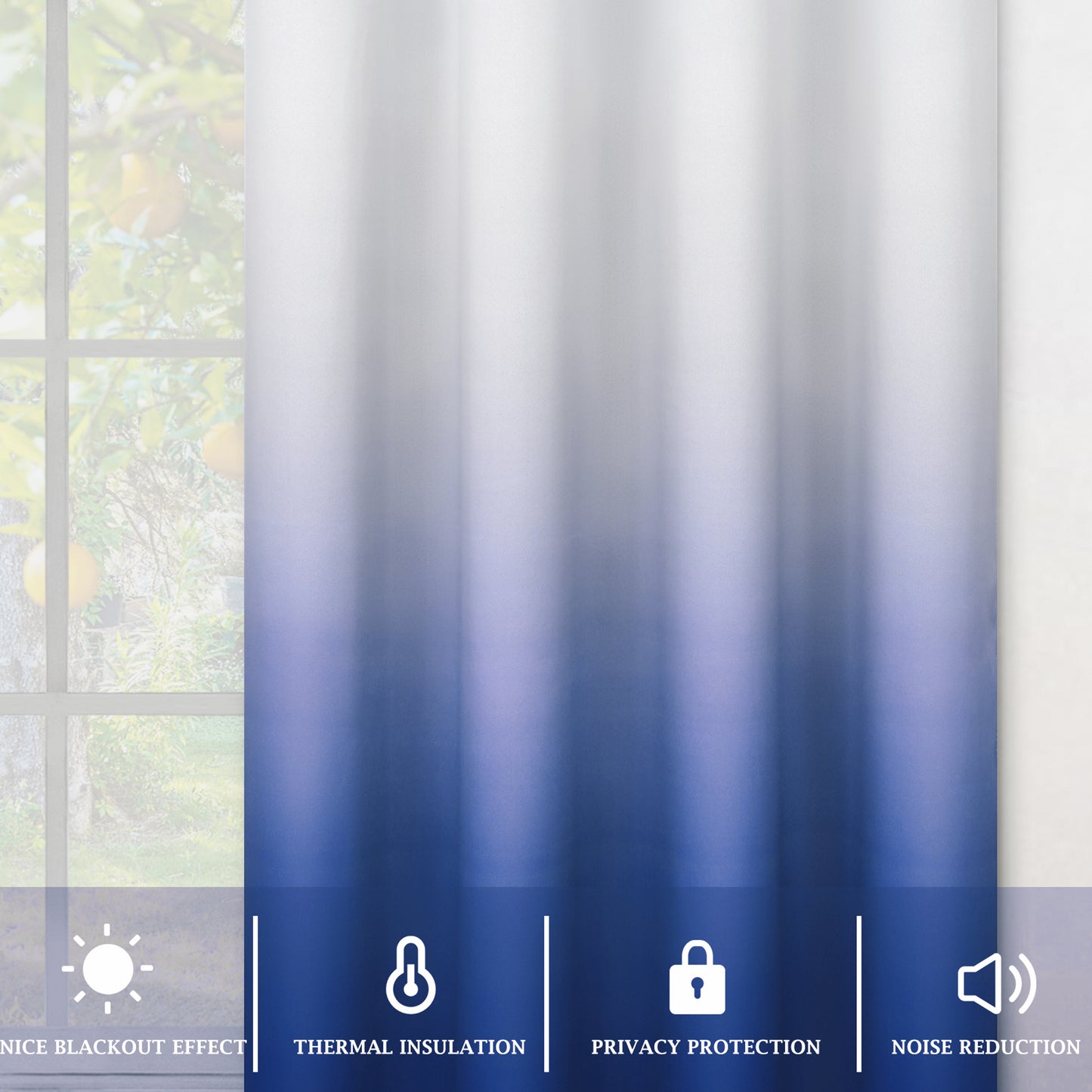 Alishomtll Room Darkening Blue Blackout Curtains Grommet Window Drapes for Living Room Bedroom ,2 Panels of 52" W x 84" L