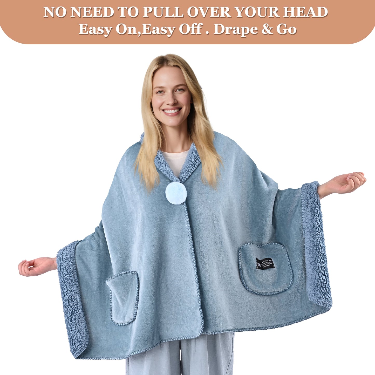 MecTo Wearable Blanket -Drape and Go No Sleeves- Lightweight Warm Wrap Shawl - Lap Blanket - Gift for Grandma and Mom