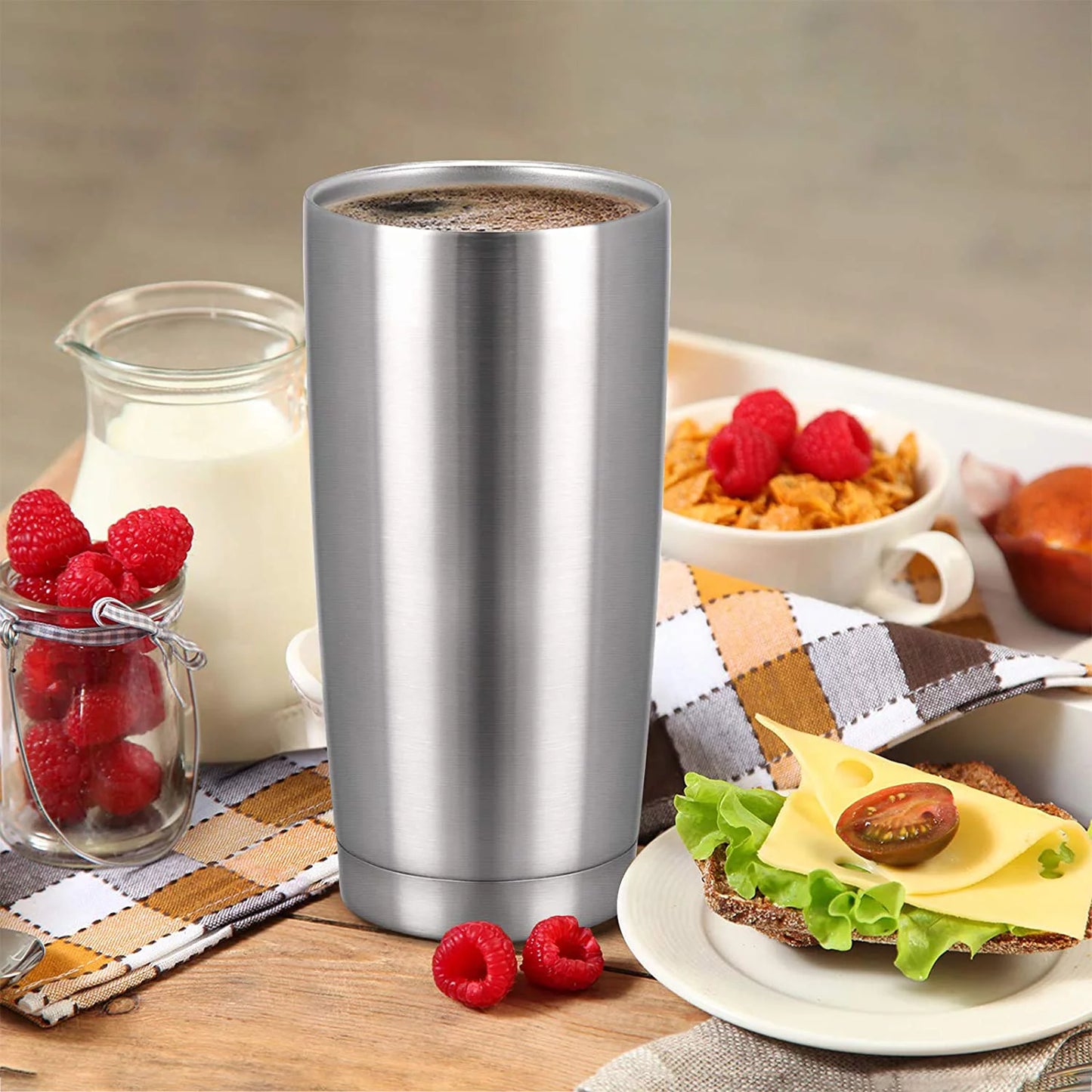 Gingprous 8 Pack 20 Oz Stainless Steel Travel Tumblers with Lids Straws , Double Wall Vacuum Insulated Stainless Steel Tumbler with Straws for Home School Office Camping, Powder Coated Coffee Cup, Keep Drinks Hot&Cold